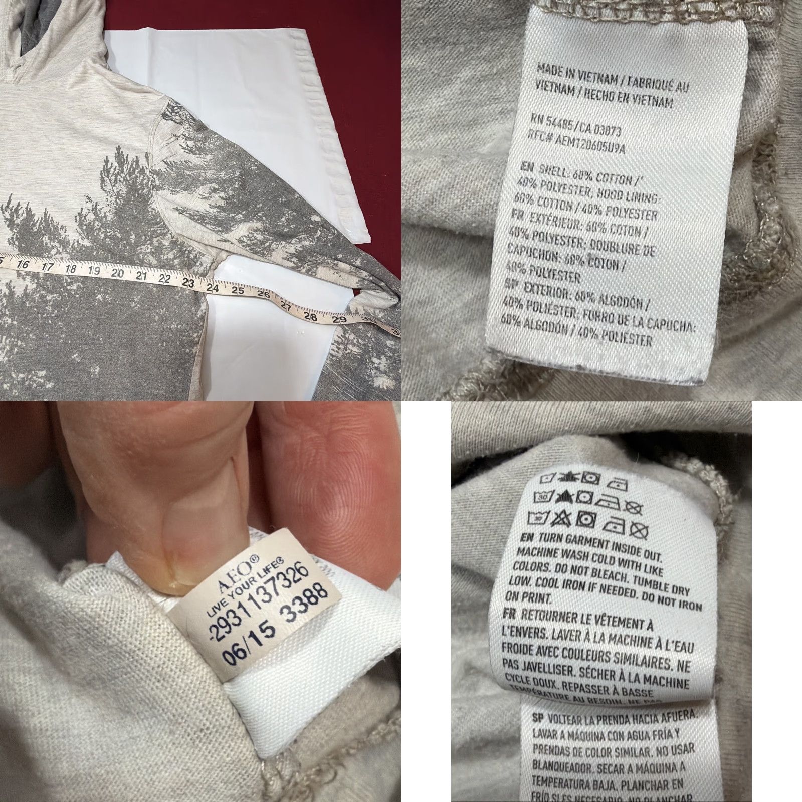 American Eagle Outfitters American Eagle XL Men Hoodie Pullover Gray Forest Print Trees Size US XL / EU 56 / 4 - 8 Thumbnail