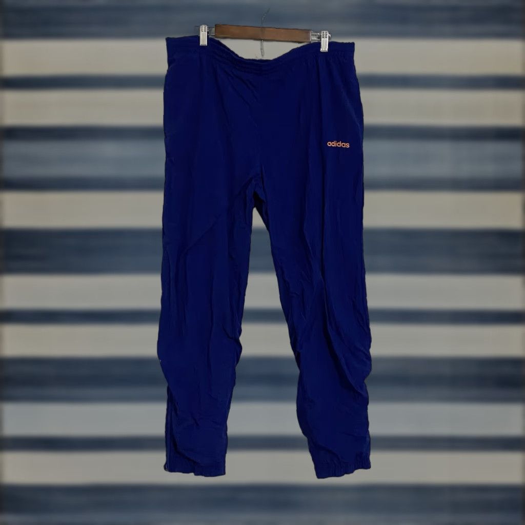 Adidas VINTAGE Adidas Blue Zipped Hem Lined Windbreaker Track Sweatpants Mens Med Pants 90s Sports Size US 31 - 1 Thumbnail