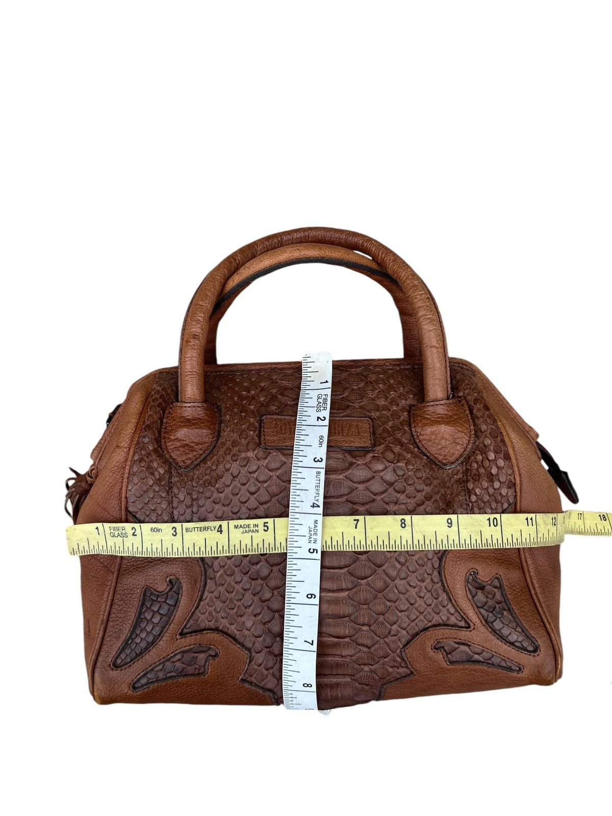 Leather Vintage Ibiza Japan Patina Python Snake Leather Doctor Bag Size ONE SIZE - 6 Thumbnail
