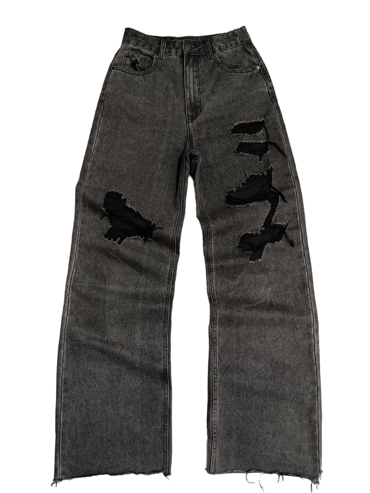 KMRii Vintage Japanese Distressed Fade Wash Wide Leg Baggy Jeans Size 26" / US 2 / IT 38 - 3 Thumbnail