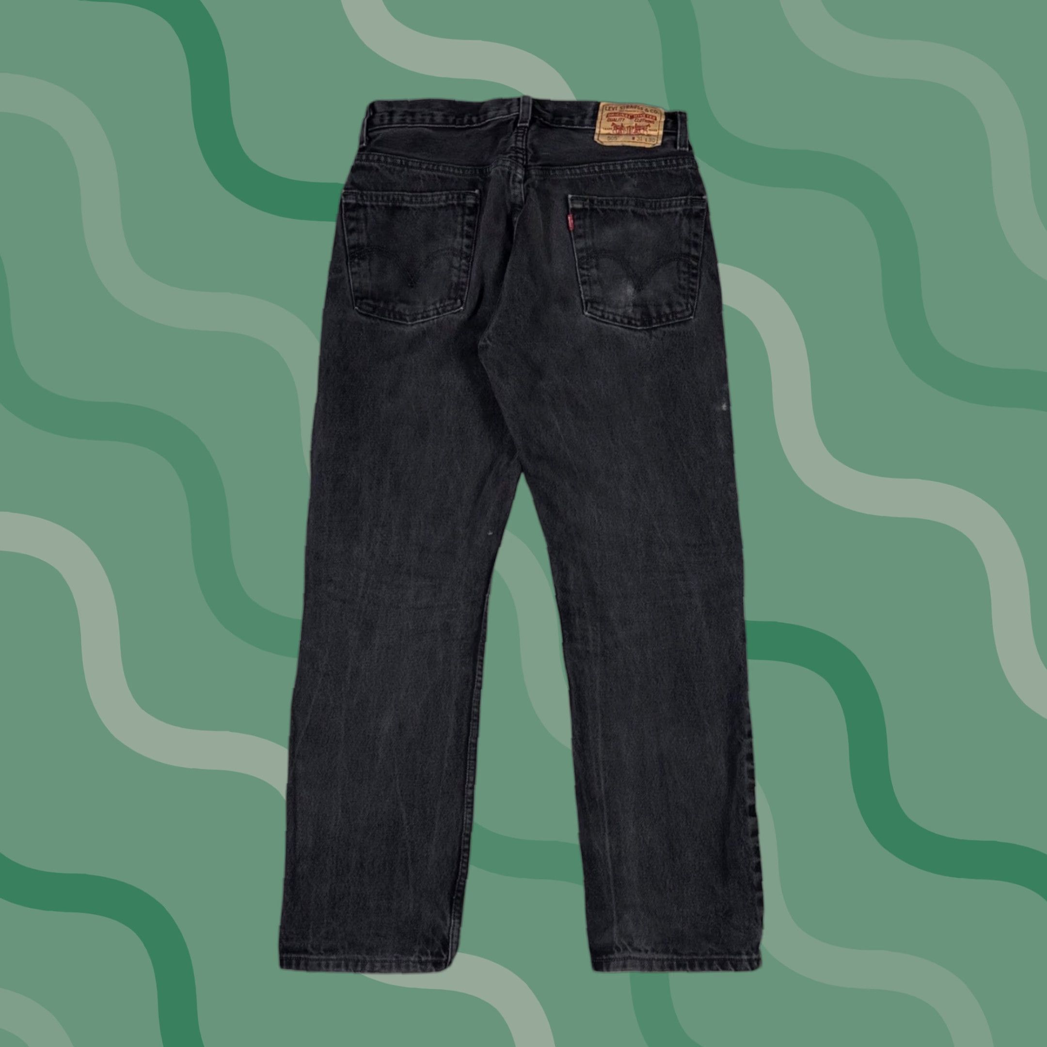 Levi's Levis 505 Regular Fit Jeans Mens 31x30 Faded Black Straight Leg Denim Pants Size US 31 - 1 Thumbnail