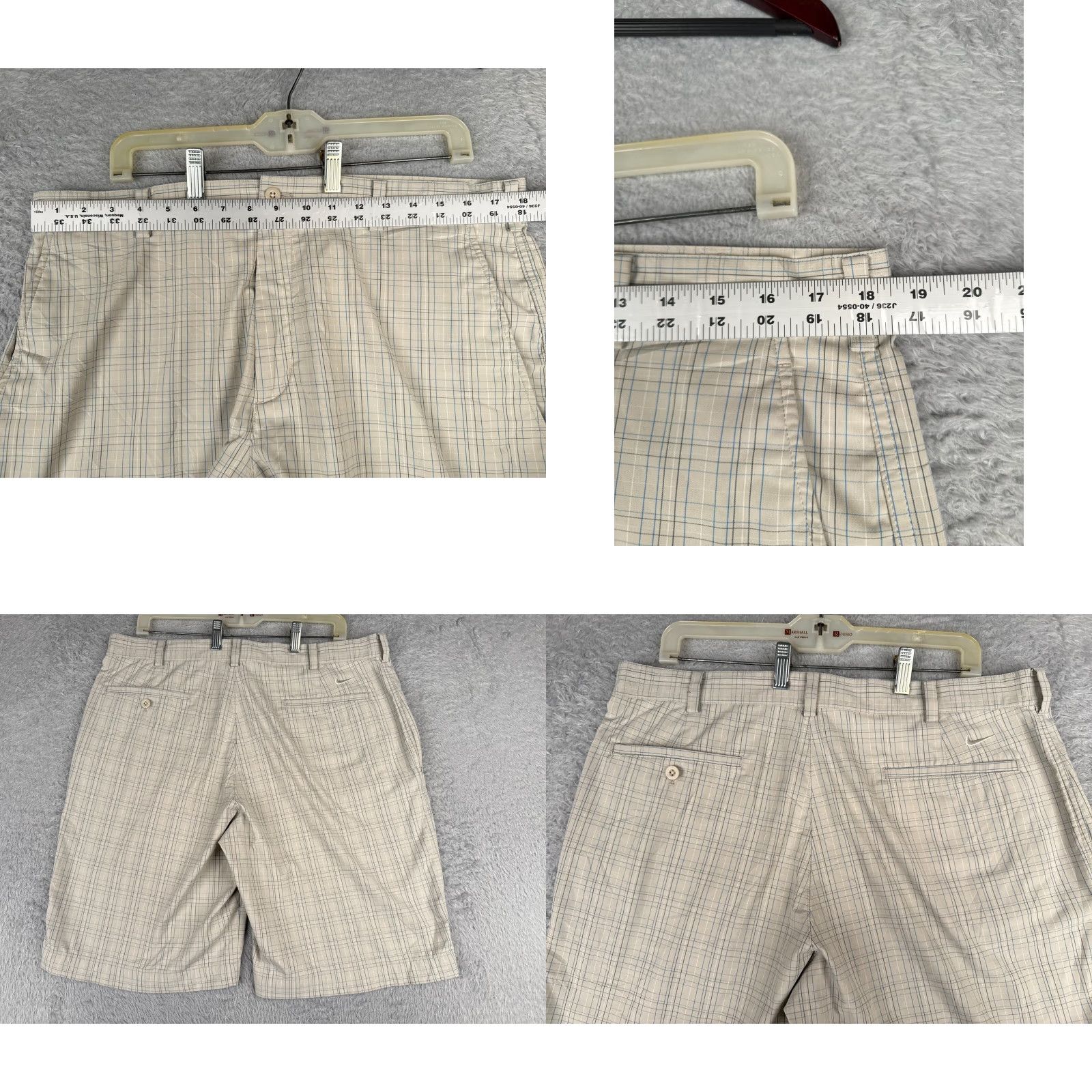 Nike Nike Shorts Mens 36 Beige Plaid Polyester Blend Golf Outdoor 36x11 Regular Inseam Beige Nike Mens Shorts Casual Athletic 90s? Size US 36 / EU 52 - 9 Thumbnail