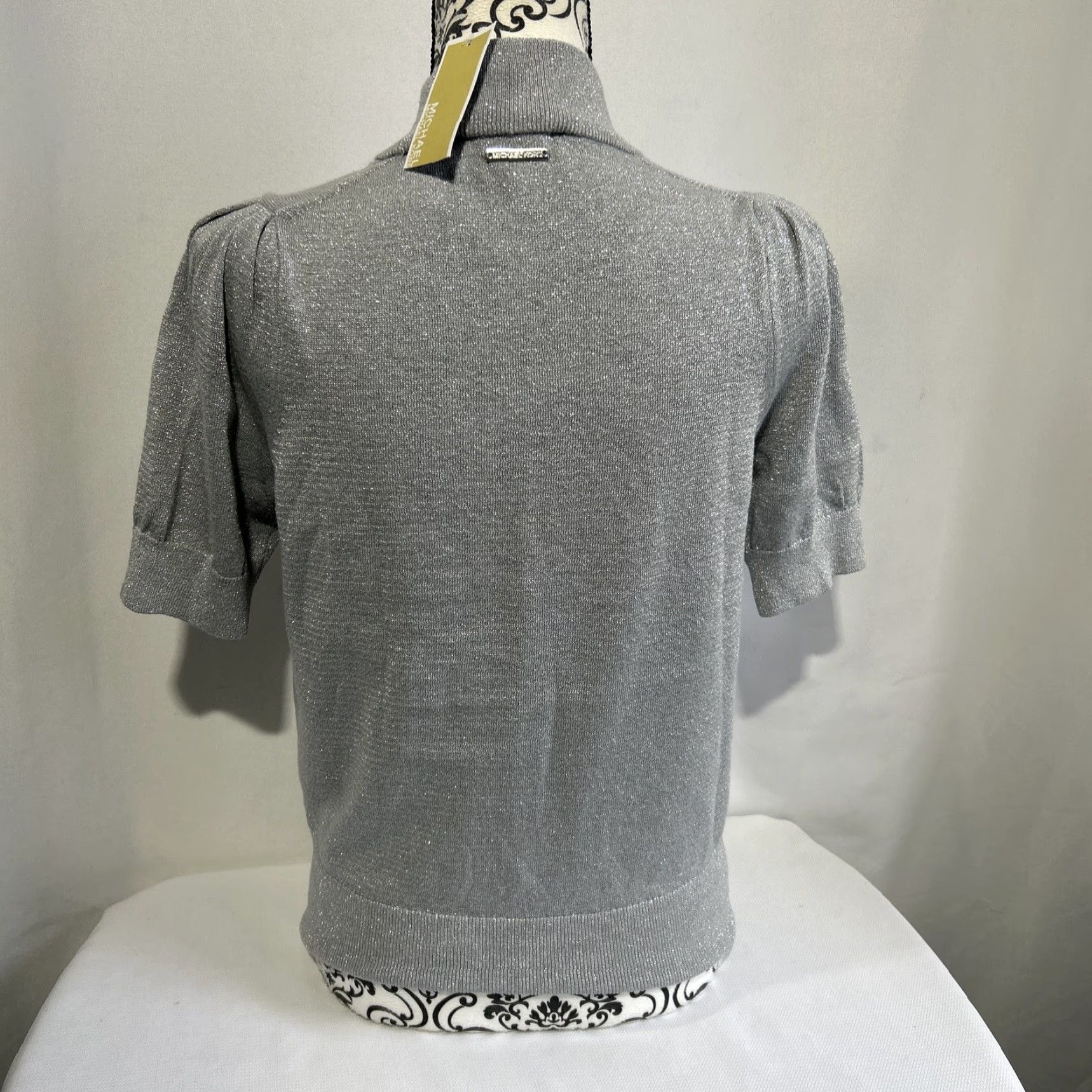 Michael Kors Michael Kors Blouse Women’s Size S Turtleneck Sparkle Shimmer Top Glitter Silver Size S / US 4 / IT 40 - 3 Thumbnail