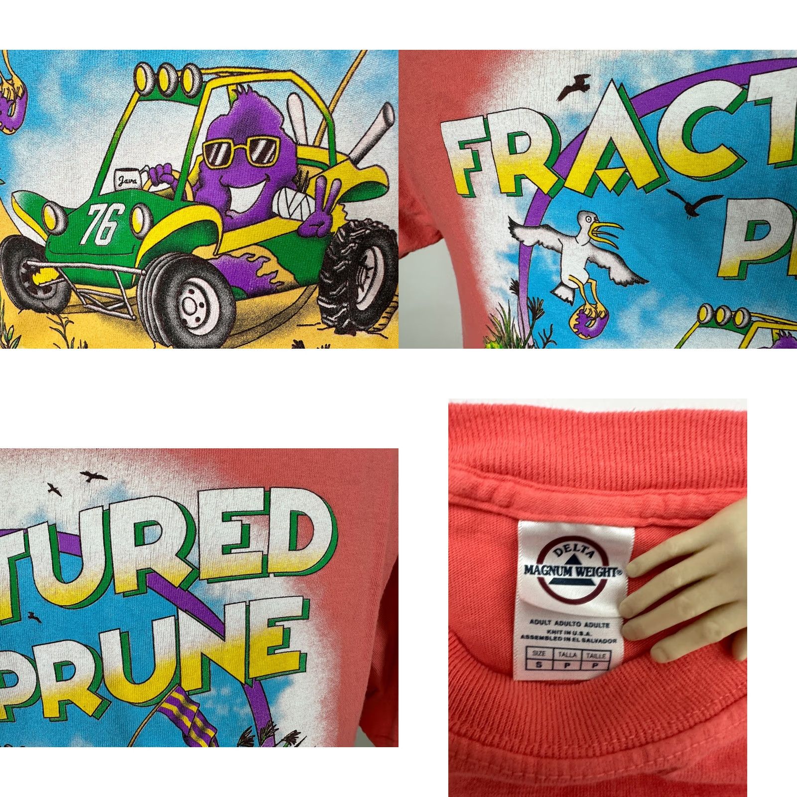 Delta VINTAGE Fractured Prune Doughnuts Shirt SMALL Peach Y2K Reboboth Delaware Beach Mens Size US S / EU 44-46 / 1 - 8 Thumbnail