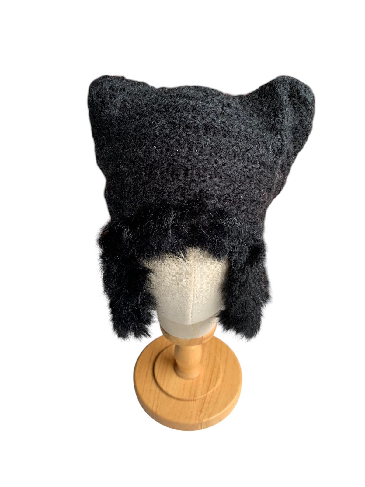 14th Addiction × Vintage Bunny Horn Devil Knitted Crochet Rare Hairy Fur Punk Hat☠️🎌 Size ONE SIZE - 8 Thumbnail