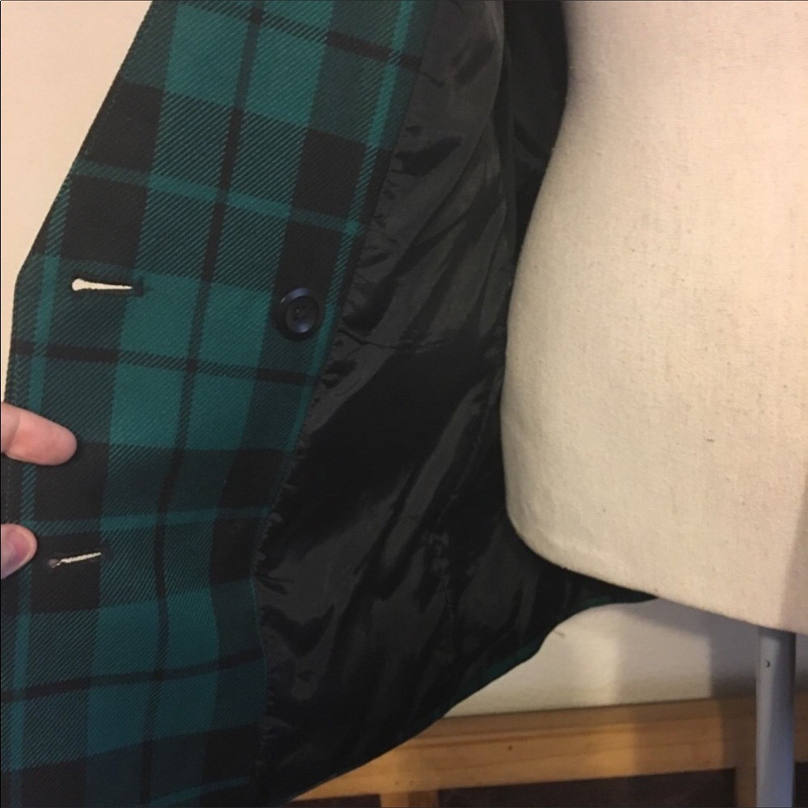 Vintage Vintage Kasper ASL green plaid button front blazer Size L / US 10 / IT 46 - 6 Thumbnail
