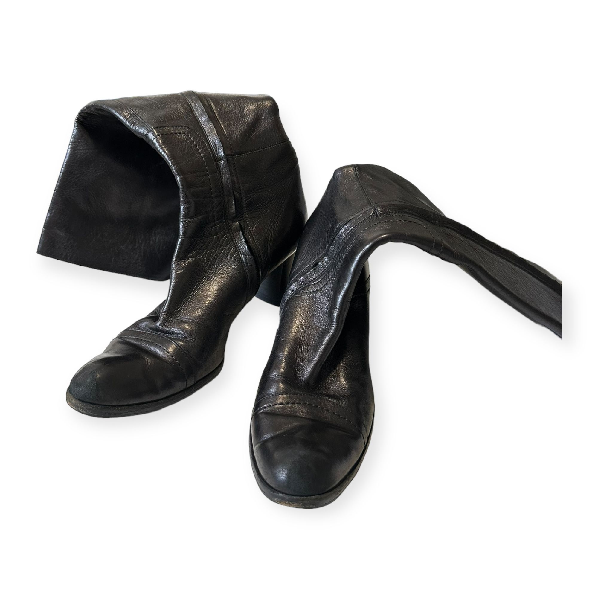 Costume National Vintage Costume National Black Knee high leather boots, Bloc Size US 8.5 / IT 38.5 - 3 Thumbnail