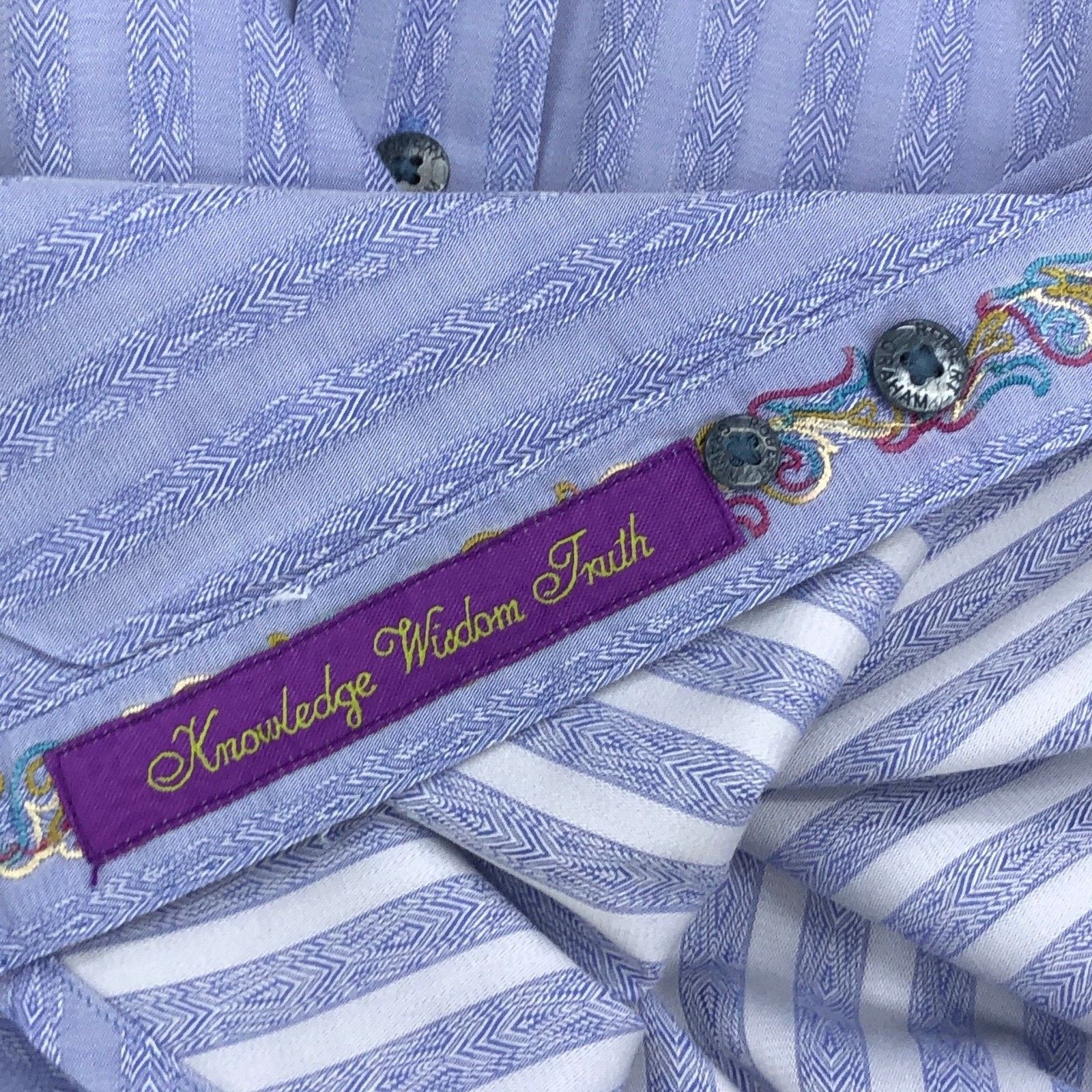 Robert Graham Robert Graham Shirt L Lilac Jacquard Stripe Button Contrast Size US L / EU 52-54 / 3 - 20 Thumbnail