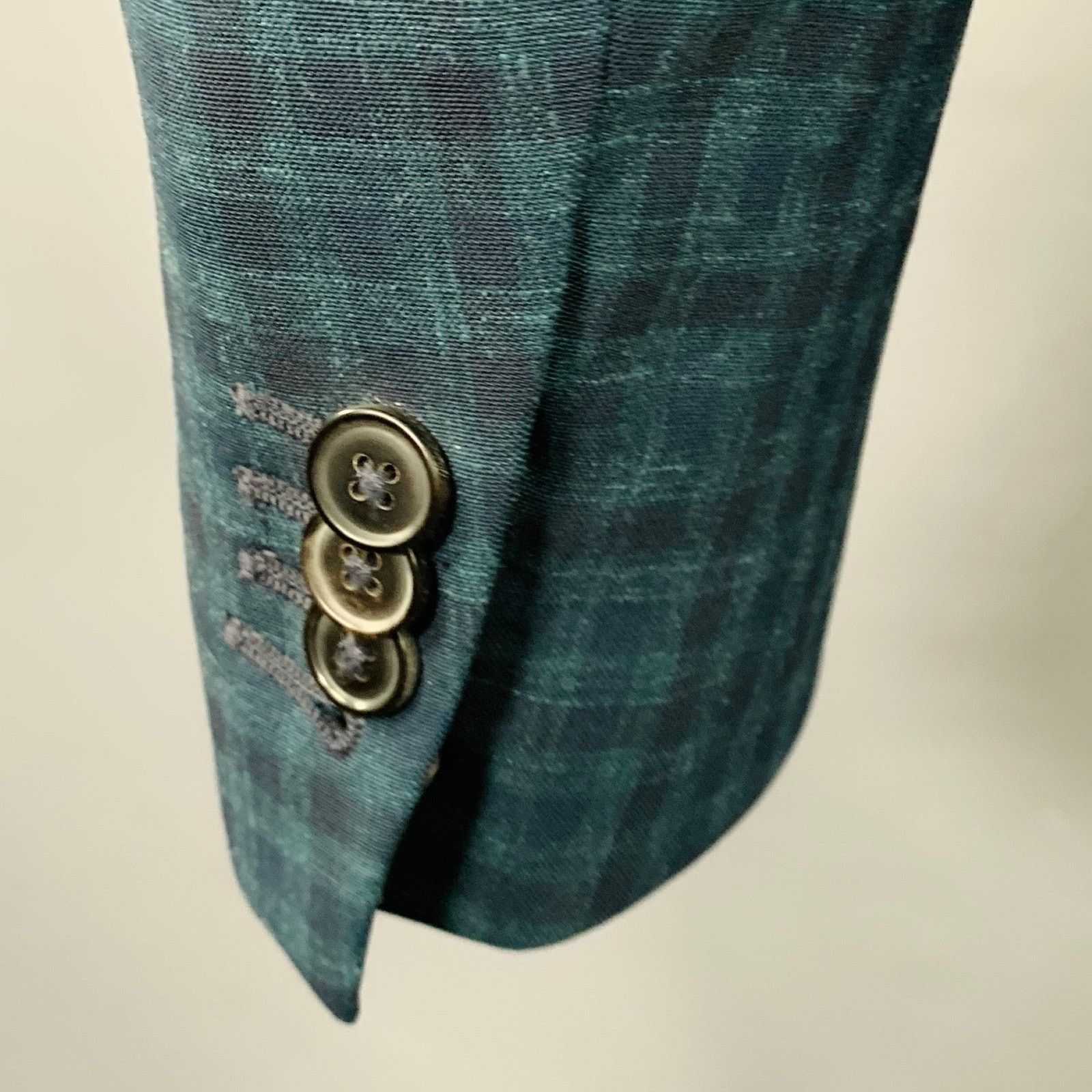 Paul Smith Size 36 Green Navy Checkered Wool Linen Sport Coat Size 36R - 5 Thumbnail