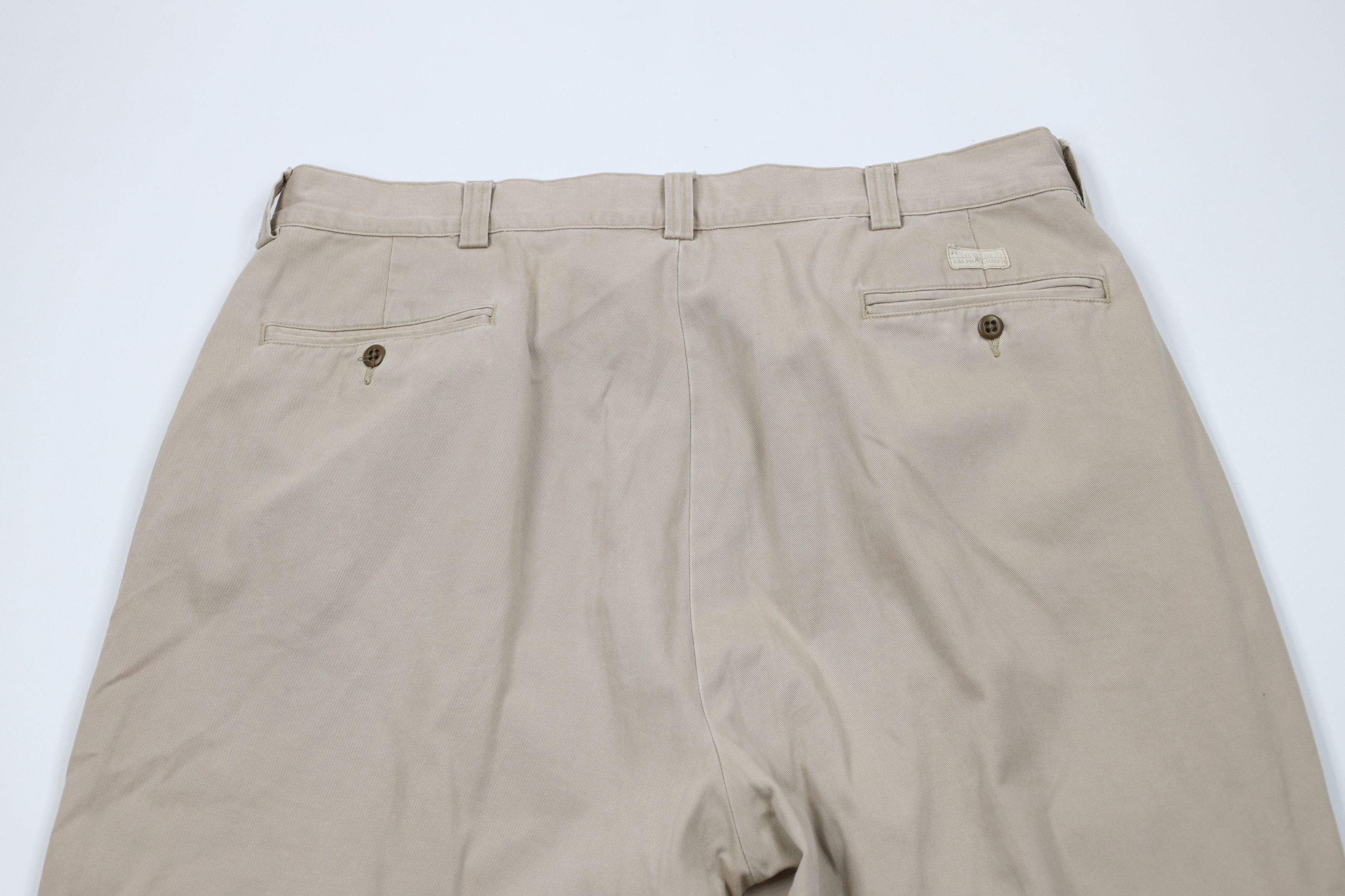 Ralph Lauren × Vintage Vintage 90s Ralph Lauren Wide Leg Chino Pants Beige Cotton Size US 38 / EU 54 - 12 Thumbnail