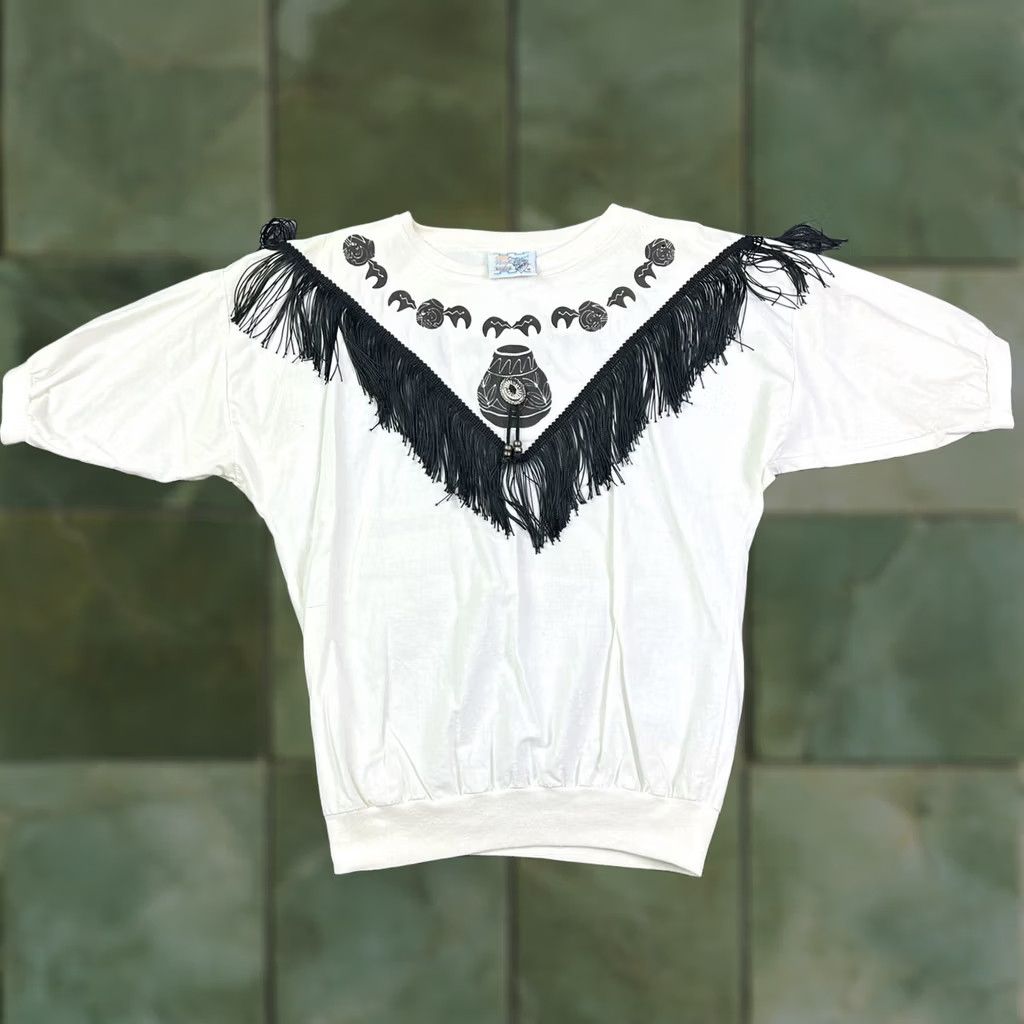 Native VINTAGE Western Native Aztec Short Sleeve Crewneck Small Cotton Canvas Logo Graphic Print Pullover Sweatshirt Men XS? No, size S Size US 29 - 1 Thumbnail