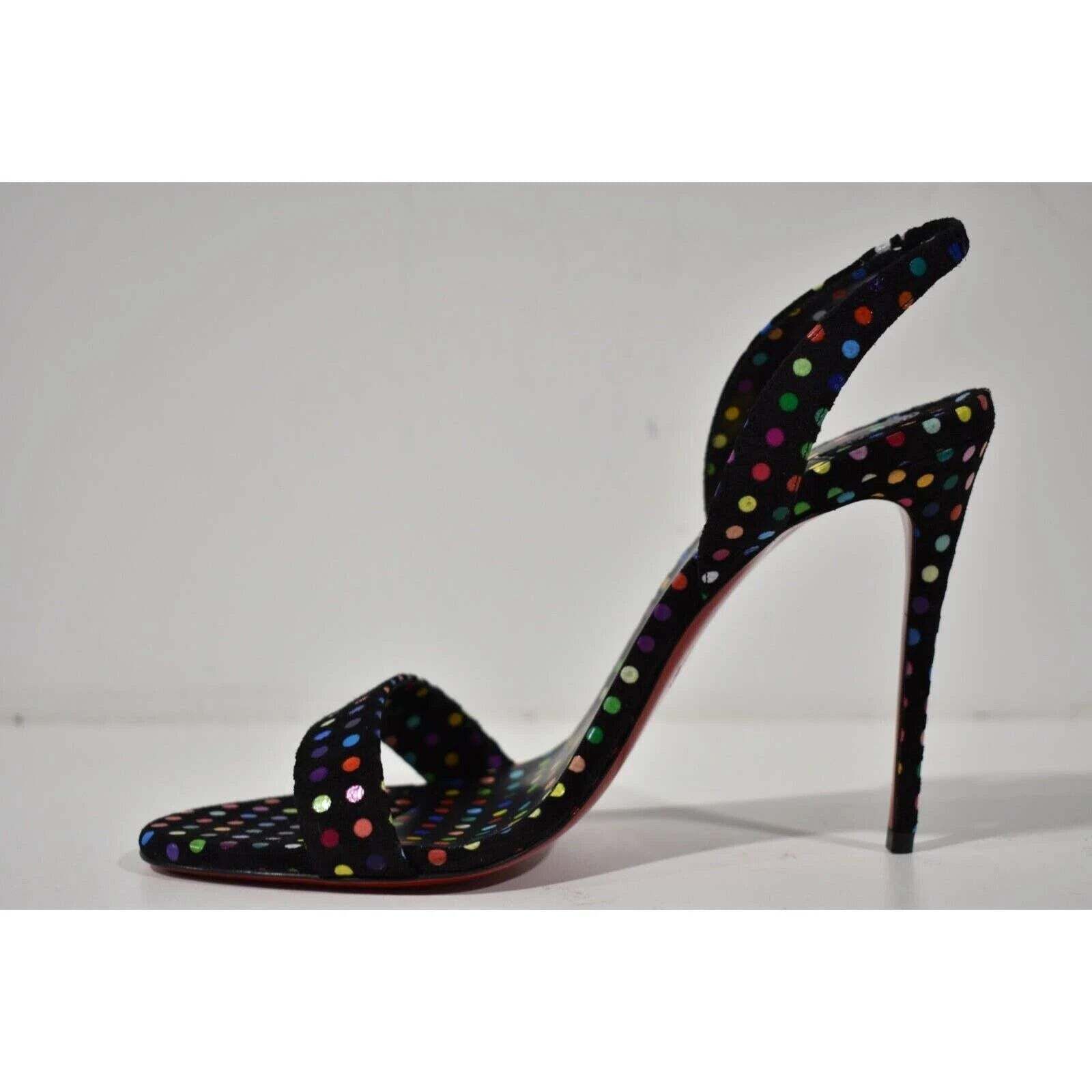 Christian Louboutin O Marylin 100 Black Polka Dot Slingback Sandal Heel Pump 39 Size US 9 / IT 39 - 8 Thumbnail