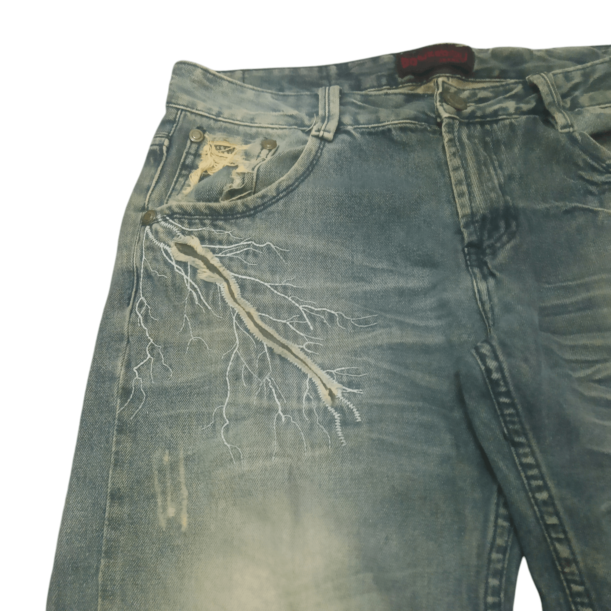 If Six Was Nine Vtg Dowkedow japanese flare jeans Rare Lighting Bolt Design Size US 32 / EU 48 - 3 Thumbnail