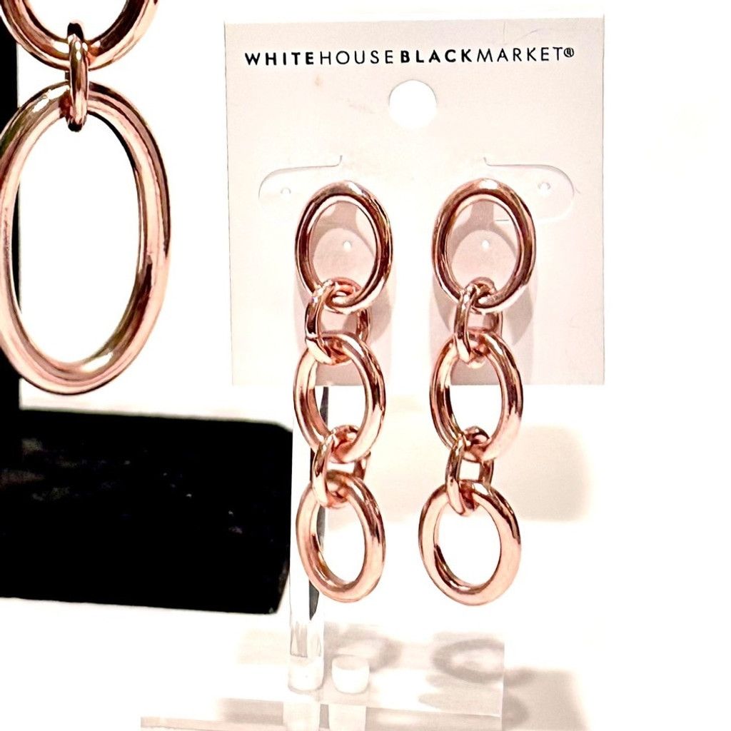 White House Black Market WHBM Rose Gold Oval Link Dangle Earrings NWT Size ONE SIZE - 7 Thumbnail