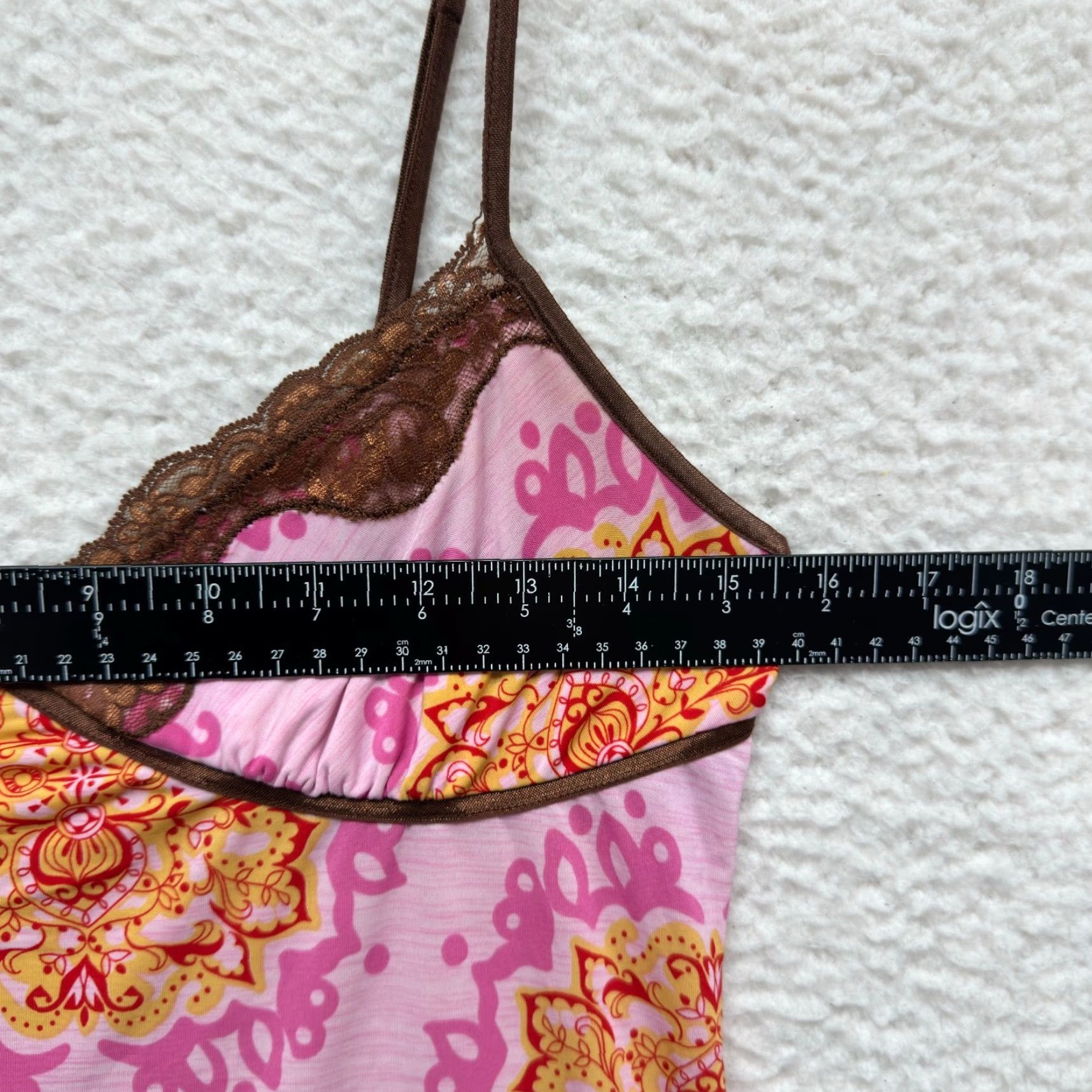 Vintage VINTAGE Y2K Slip Dress Small Pink Brown Pattern Boho Fairy Grunge Whimsigoth Size S / US 4 / IT 40 - 6 Thumbnail