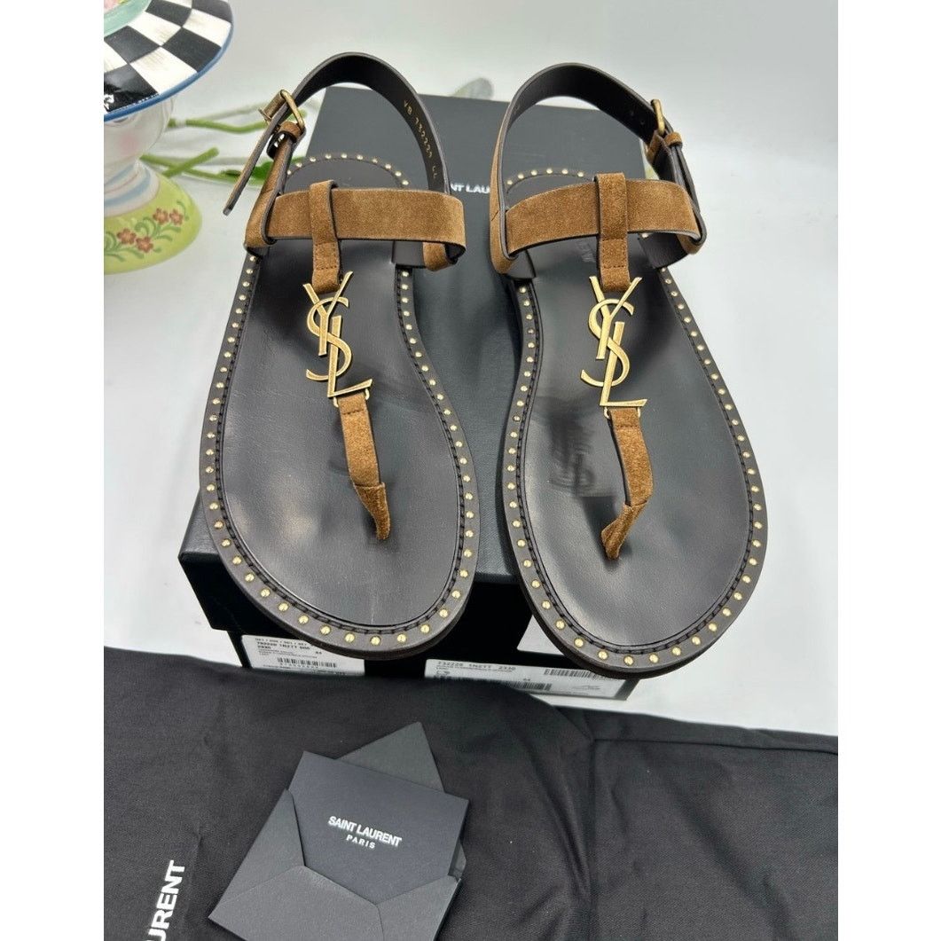 Saint Laurent YSL logo CASSANDRE leather sandal size 44 display picture 3