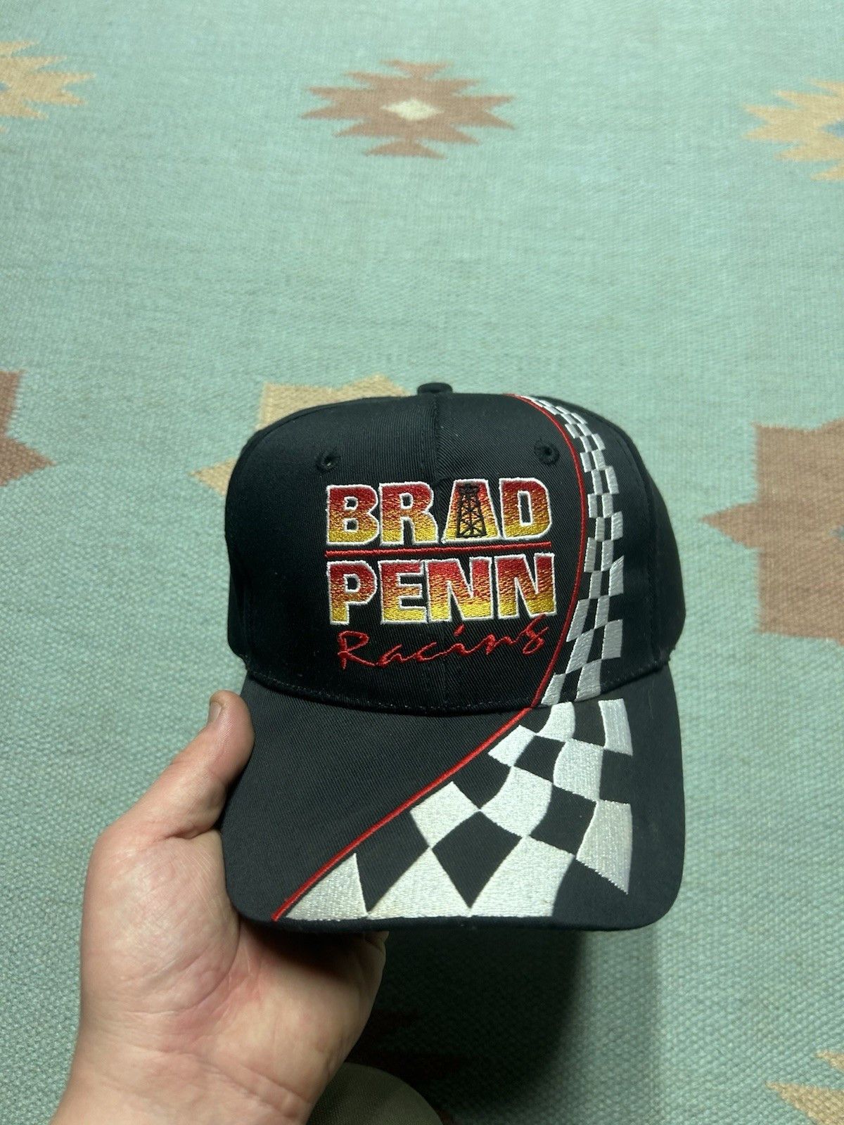 Vintage Vtg SnapBac hat Brad Penn racing oil checkered formula 1 NOS Size ONE SIZE - 2 Thumbnail