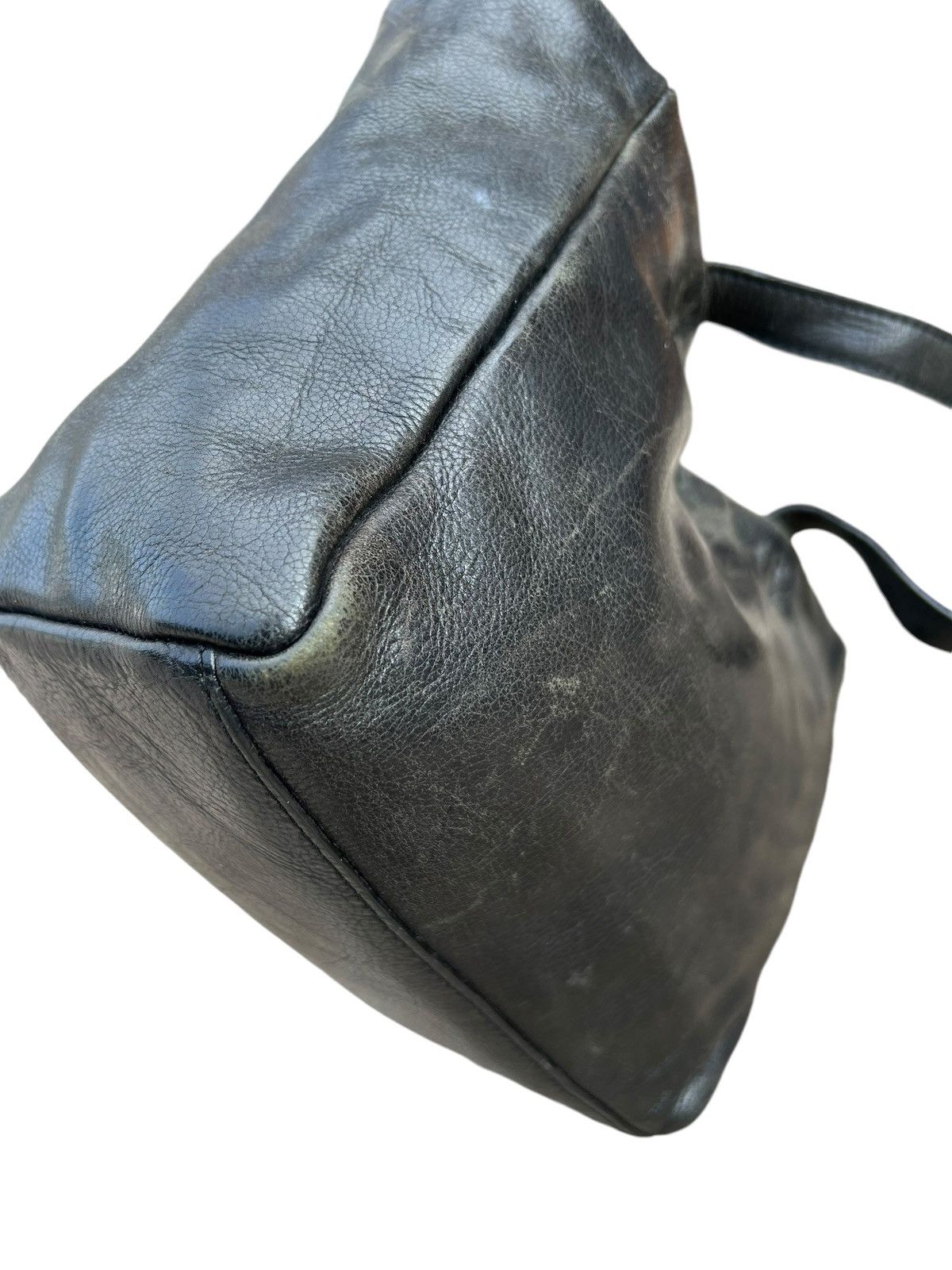 Issey Miyake × Leather × Zucca Vintage Zucca Japan Faded Patina Leather Mini Tote Bag Size ONE SIZE - 14 Thumbnail