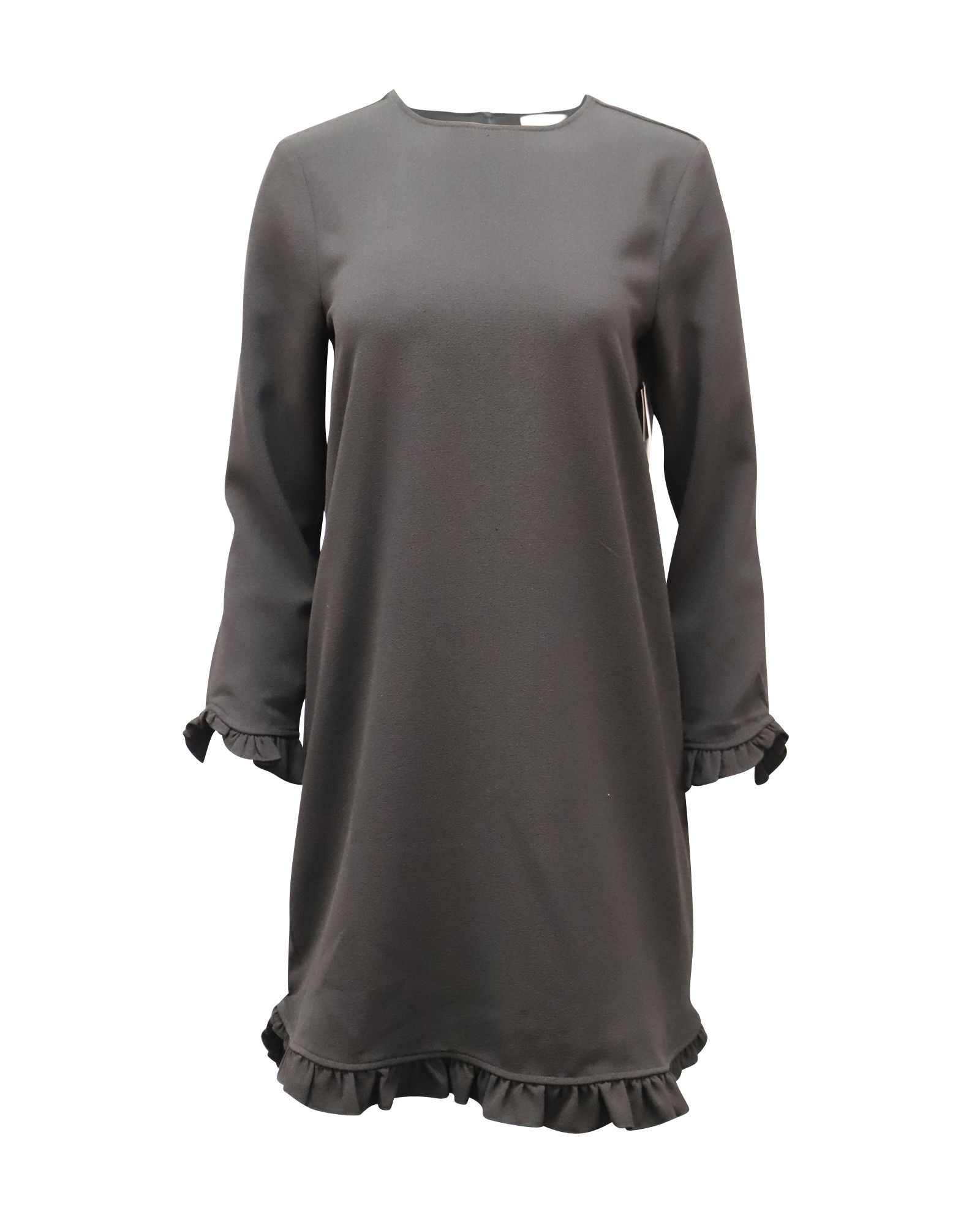 Ganni Ganni Ruffle-Trimmed Mini Dress in Black Polyester Size XS / US 0-2 / IT 36-38 - 1 Thumbnail