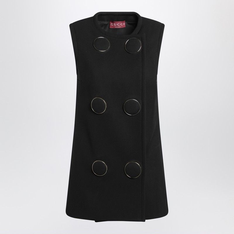 Gucci Gucci Black Vest With Large Buttons Size S / US 4 / IT 40 - 1 Thumbnail