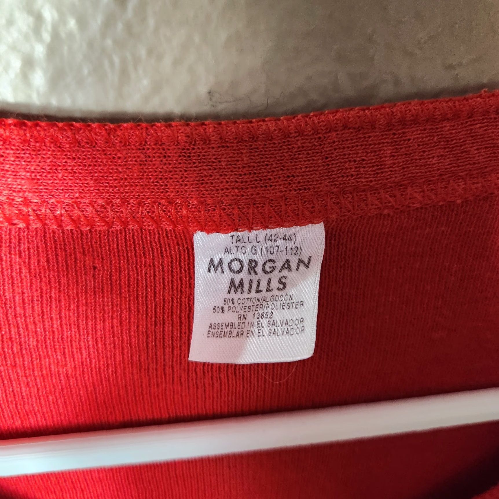 Vintage **Morgan Mills Red Cotton/Polyester Long Sleeve Union Suit |Adult Big & Tall|** User: **Morgan Mills Red Long Sleeve Union Suit |Adult Big & Tall|** Size US L / EU 52-54 / 3 - 3 Thumbnail