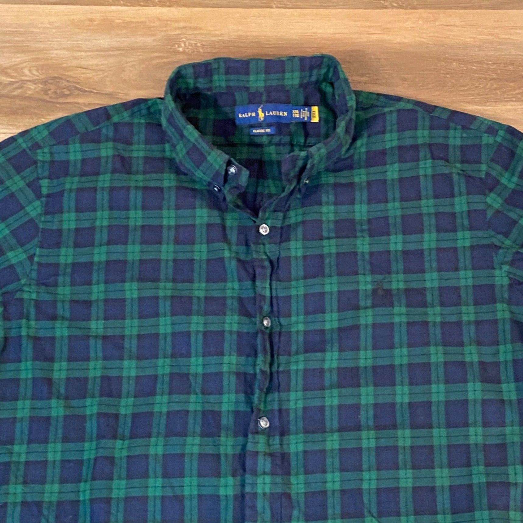 Ralph Lauren Ralph Lauren Shirt Button Down Cotton Medium XXL Green Blue Tartan Plaid, Classic, Preppy, Men Size US XXL / EU 58 / 5 - 2 Thumbnail