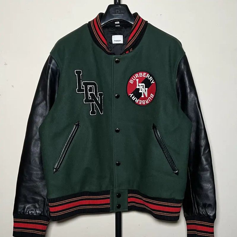 Burberry Burberry Green Cotton Men's Varsity Jacket Size US XXL / EU 58 / 5 - 1 Thumbnail