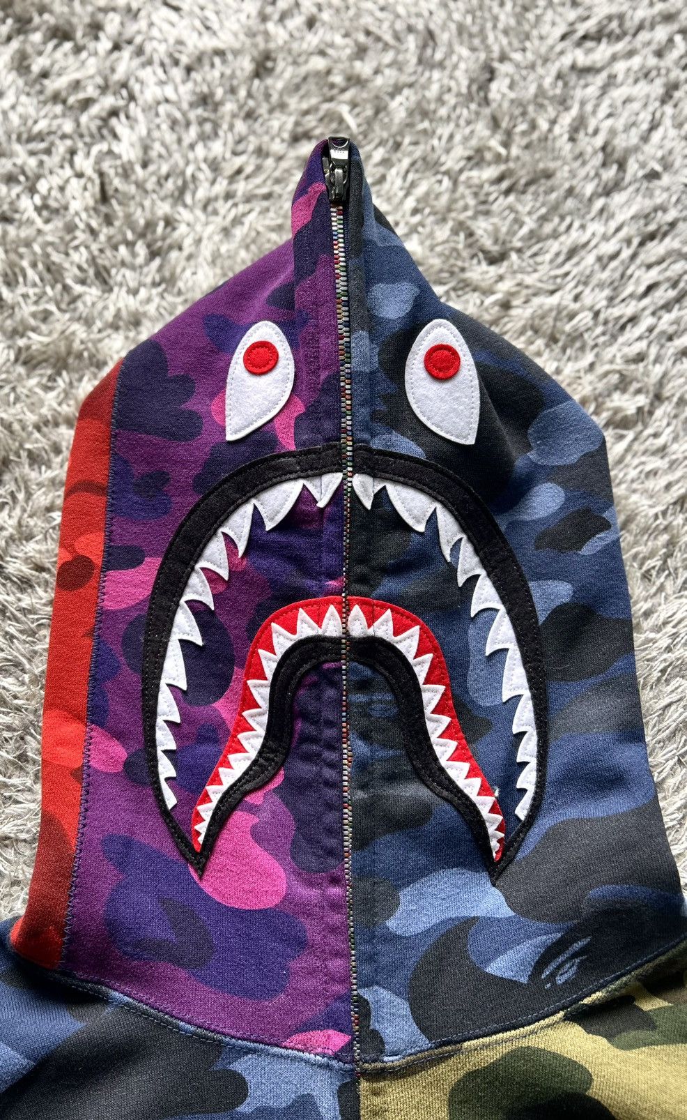 Bape 💥HOLY GRAIL💥 BAPE CRAZY MIX CAMO SHARK FULL ZIP UP HOODIE Size US L / EU 52-54 / 3 - 7 Thumbnail