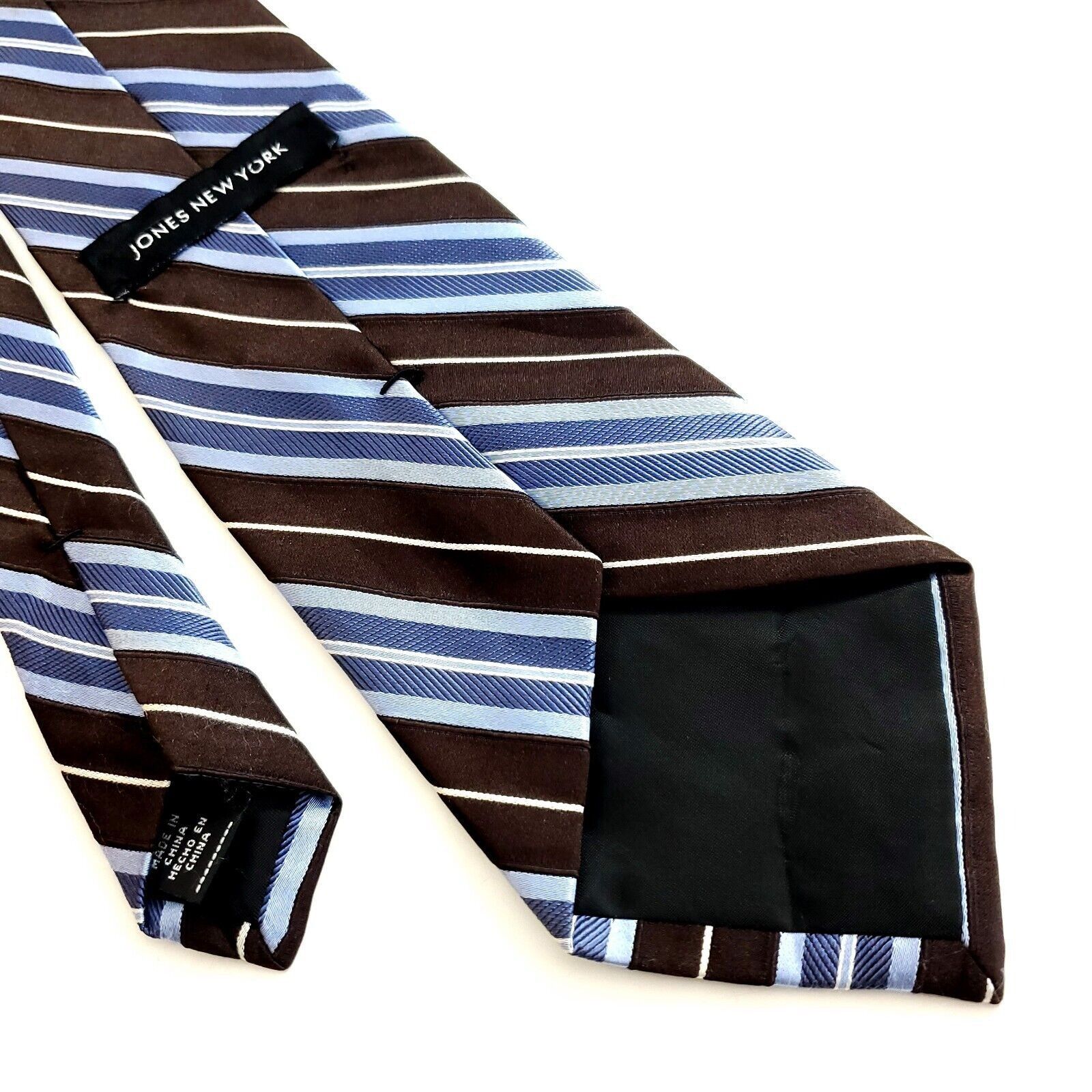 Jones New York Jones New York Brown Blue Striped Woven Silk Tie Size ONE SIZE - 5 Thumbnail