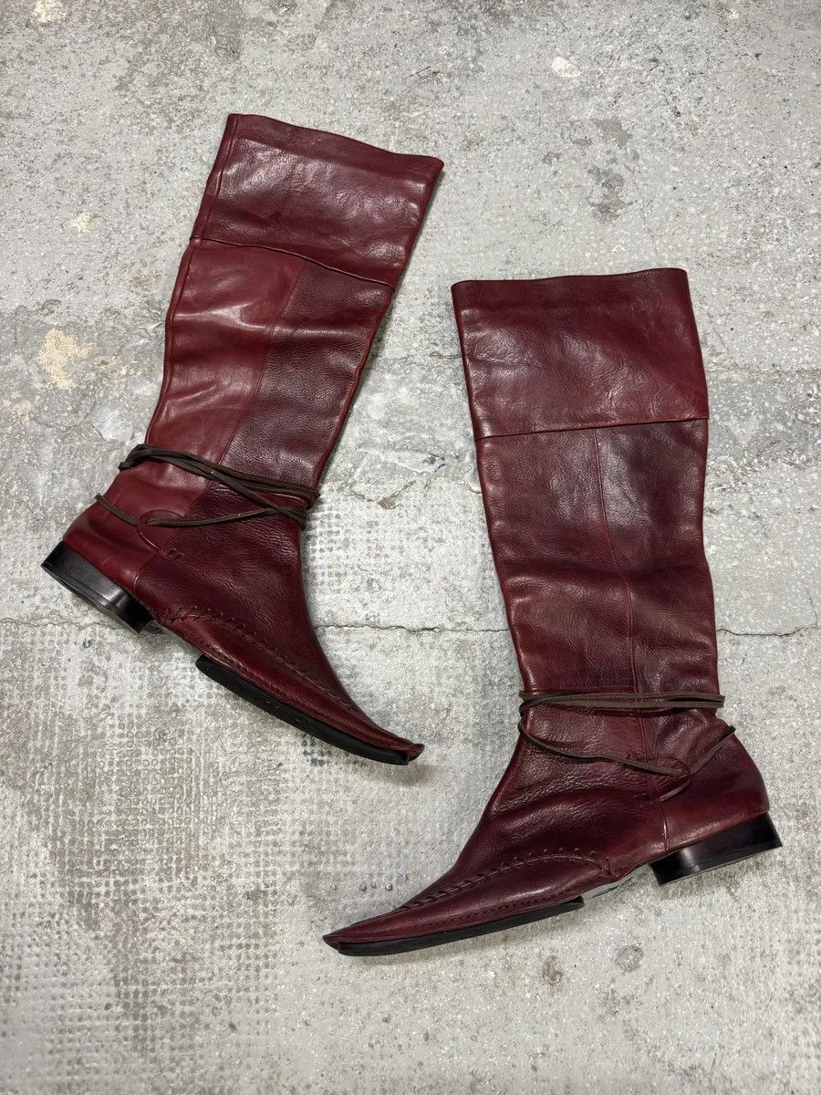Marithe + Francois Girbaud Marithé & François Girbaud Burgundy High Leather Laced Boots Size US 7 / IT 37 - 5 Thumbnail
