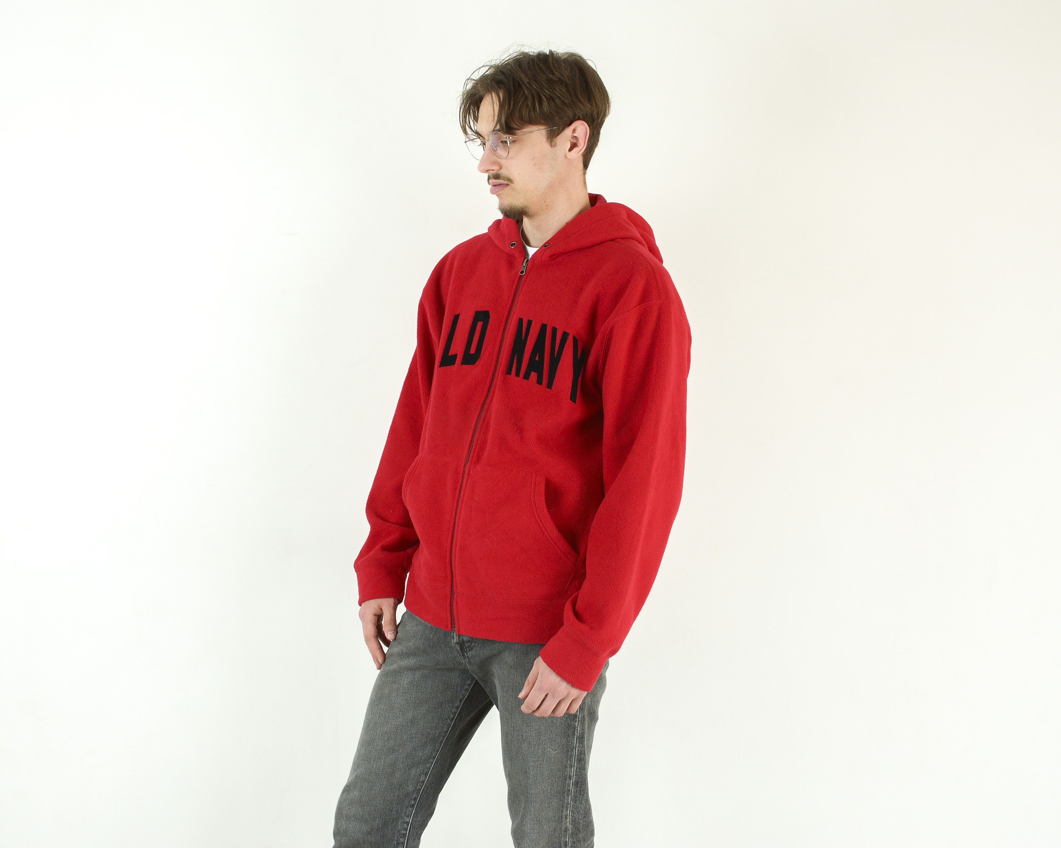 Old Navy y2k Men Fleece Hoodie Zip Jumper Sweatshirt Red Logo Top VTG Size US M / EU 48-50 / 2 - 4 Thumbnail