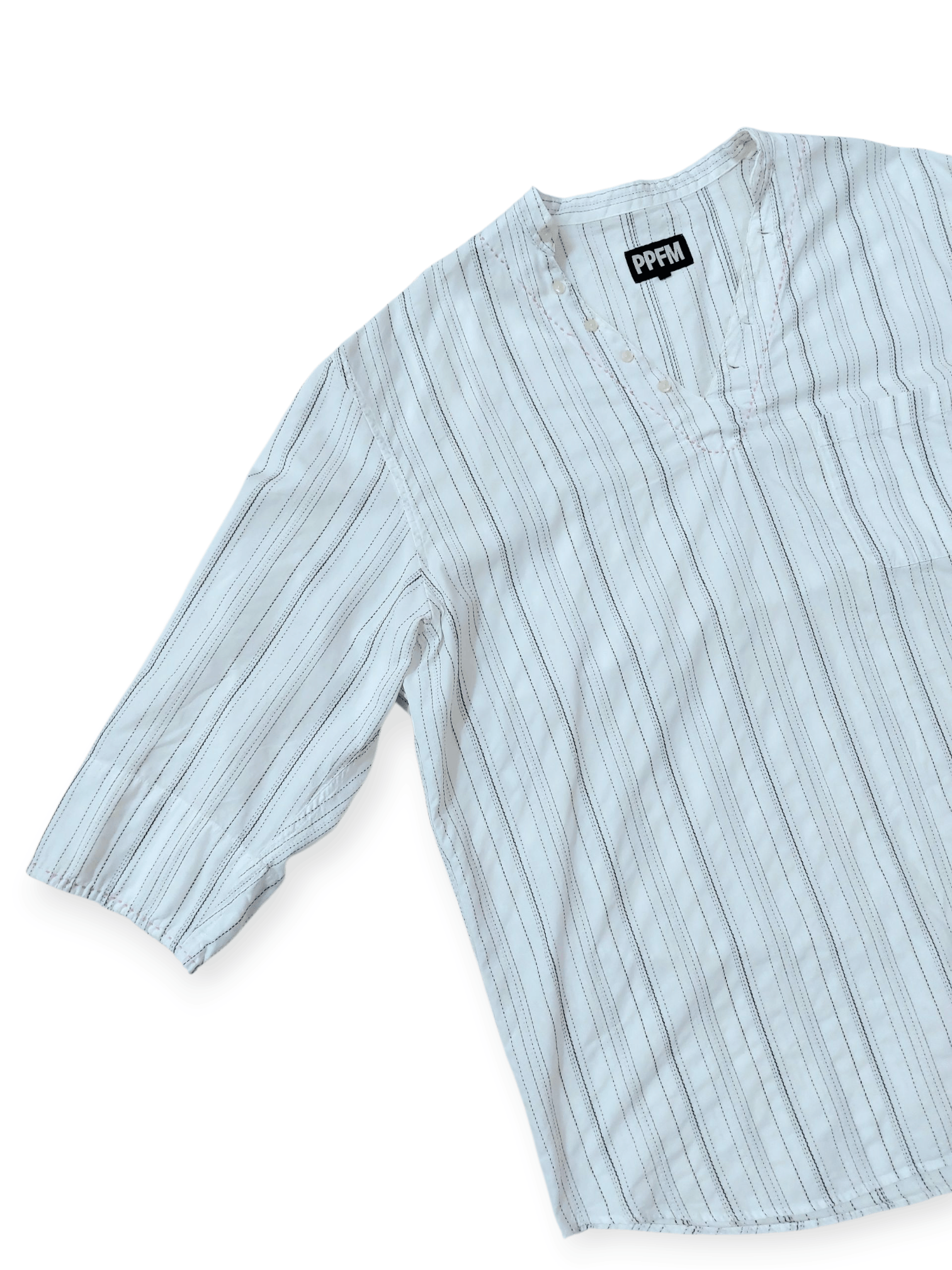 PPFM PPFM Striped V-neck Relaxed Cotton Shirts Size US M / EU 48-50 / 2 - 9 Thumbnail