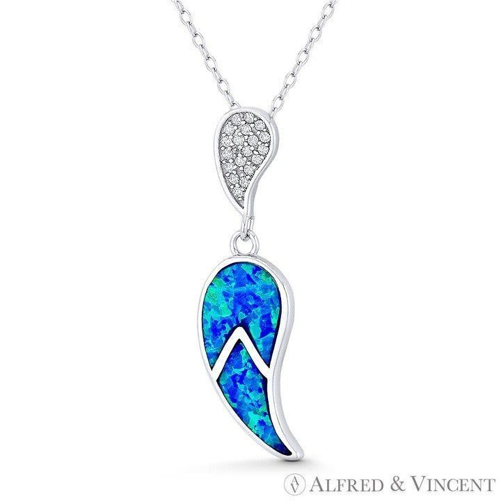 Other Reverse Teardrop Charm Created Opal & CZ Crystal Pendant Size ONE SIZE - 1 Preview