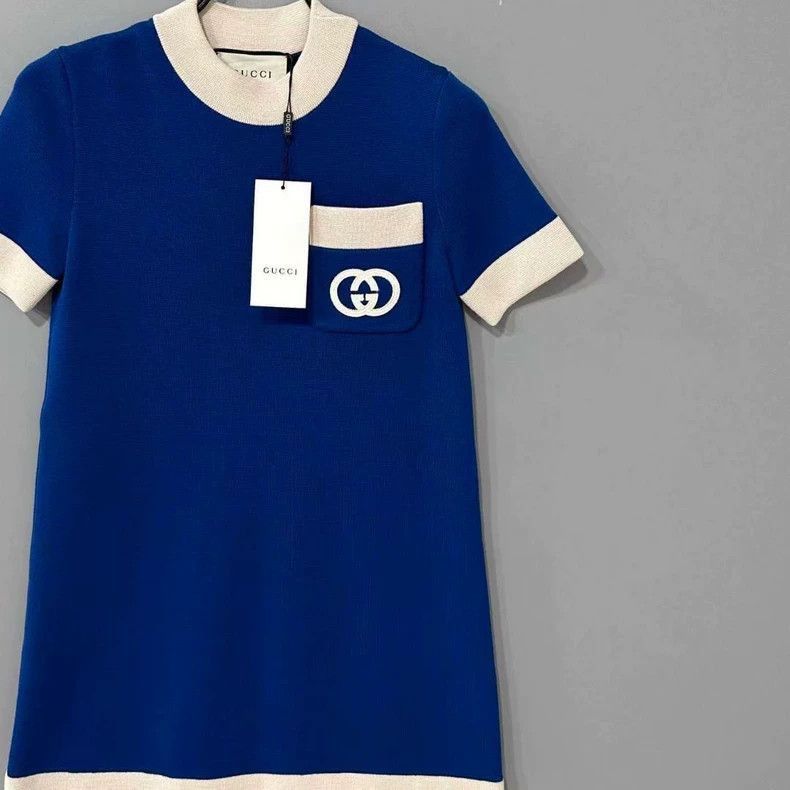 Gucci Blue Logo Knit Dress by GUCCI-2505 Size XXS / US 00 / IT 34 - 2 Thumbnail