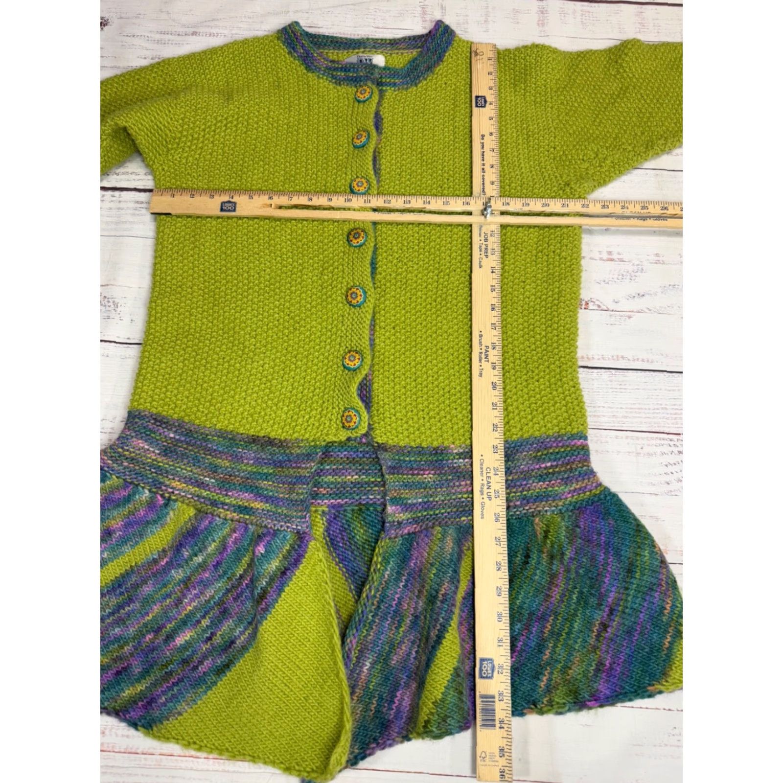 Vintage Dottie Weir Womens Sweater Cardigan Wool Tunic Size L Green Buttons Size L / US 10 / IT 46 - 2 Thumbnail