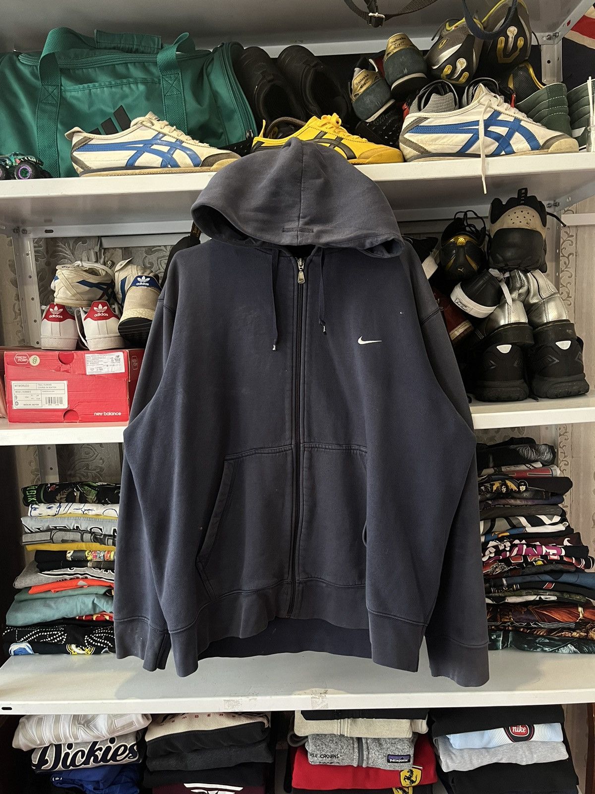 Nike Vintage Nike Distressed Zip Up Hoodie Swoosh Drill Size US L / EU 52-54 / 3 - 1 Thumbnail