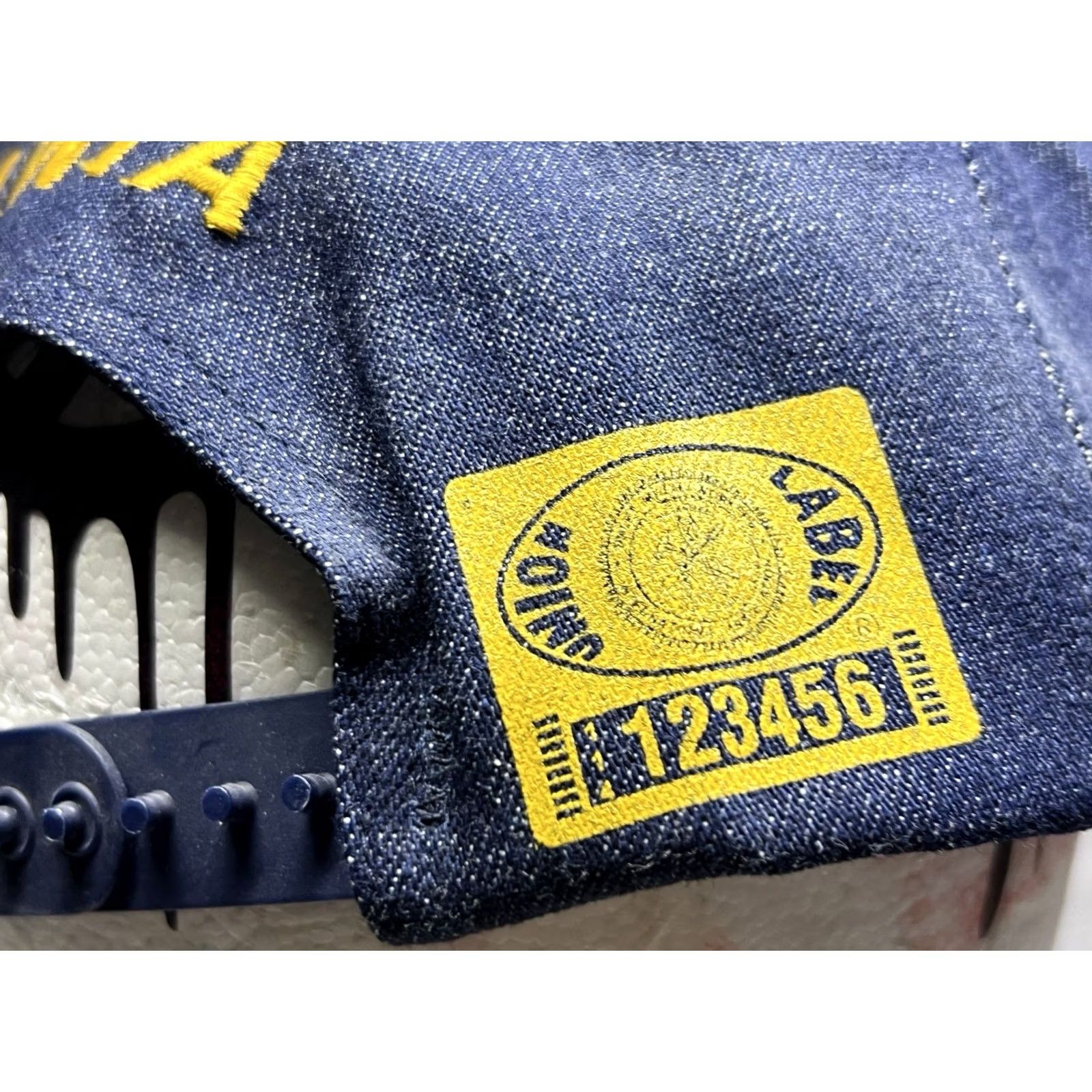 Vintage VINTAGE Union Made Denim SMWIA Show Me The Label USA Snapback Hat Cap Mens One Size Blue 1990s Retro Baseball Cap Size ONE SIZE - 5 Thumbnail