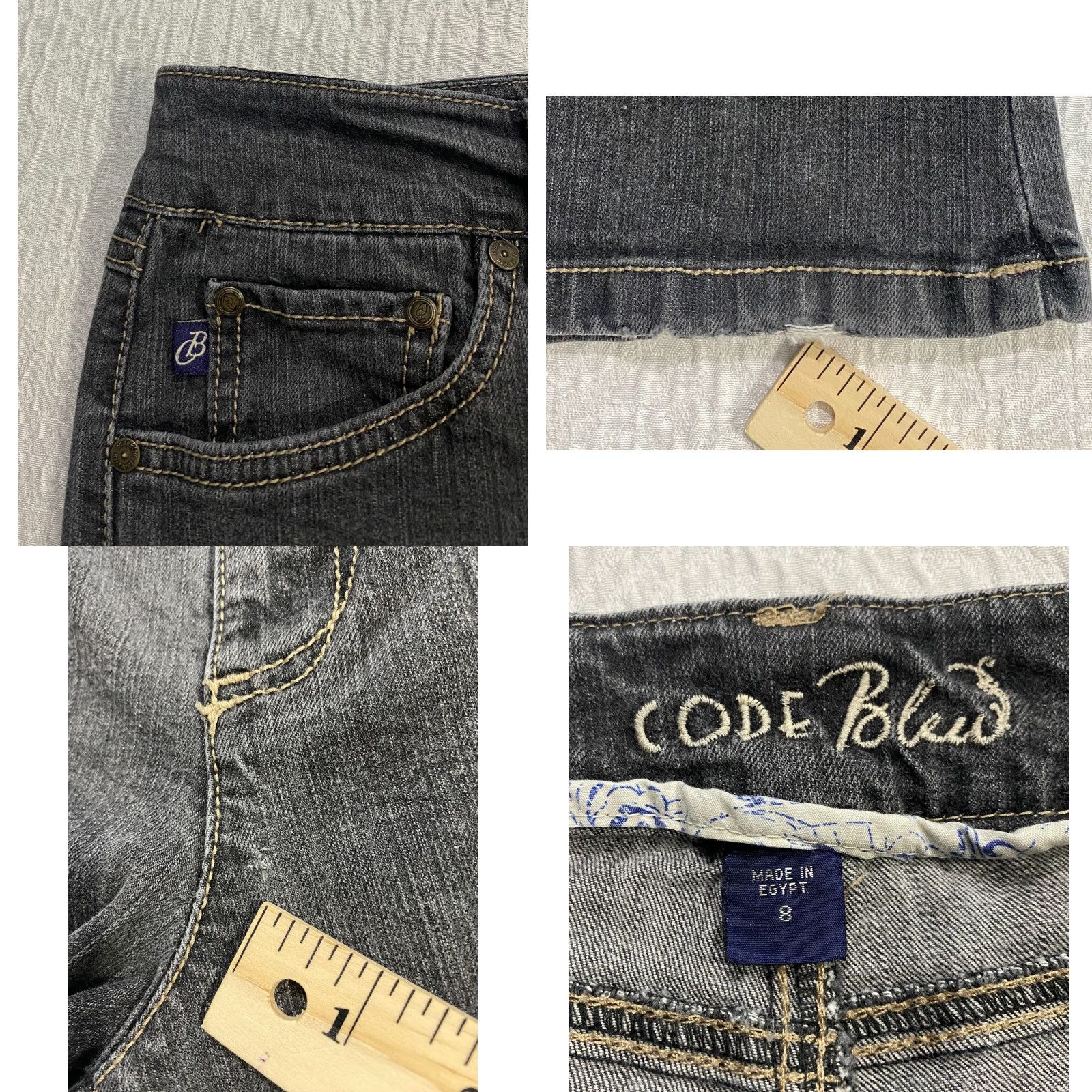 Vintage Code Bleu Jeans Womens Size 8 Black Denim Boot Cut Flare Flap Pockets Size 30" / US 8 / IT 44 - 8 Thumbnail