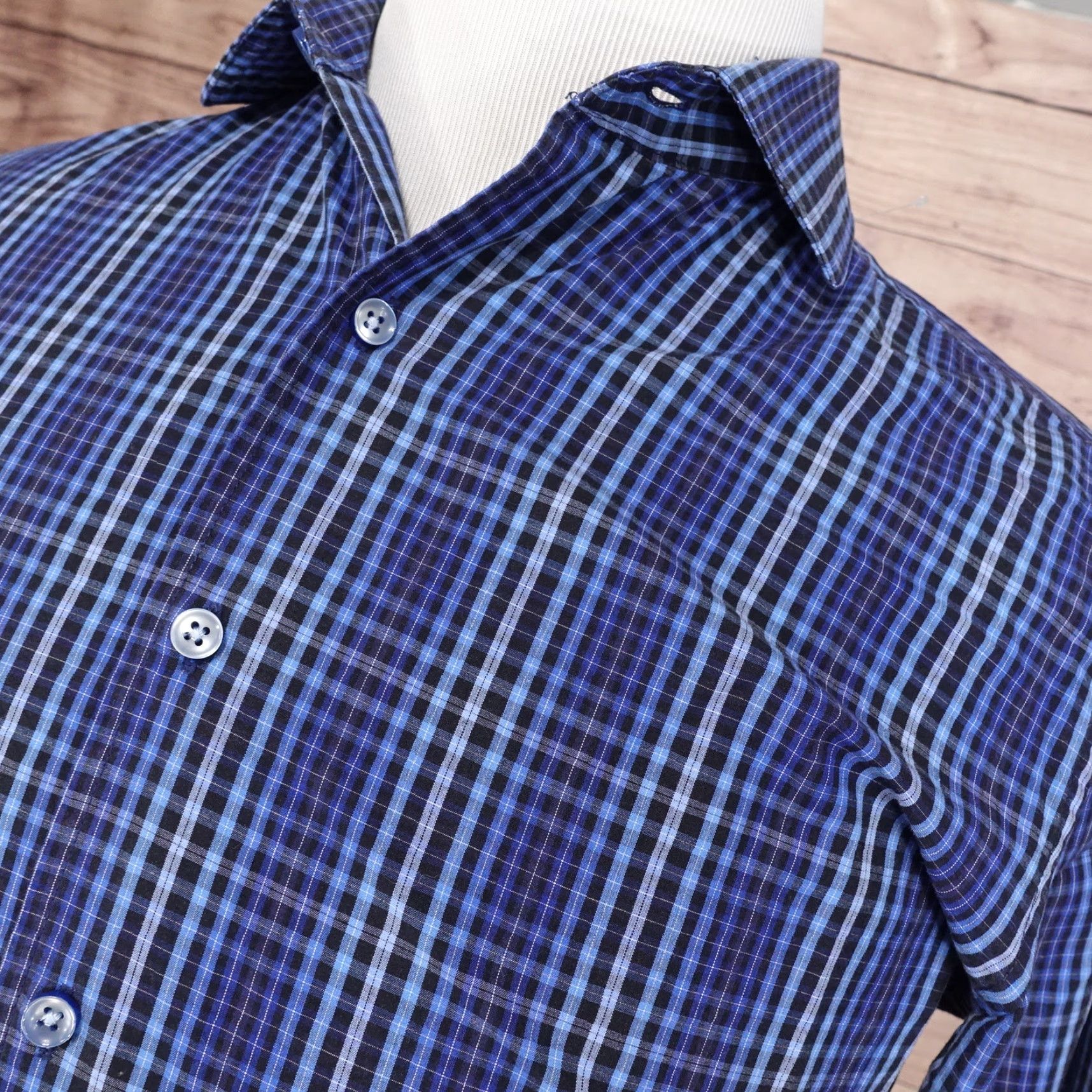Tasso Elba TASSO ELBA BUTTON DOWN SHIRT MENS LONG SLEEVE CHECK BLUE SIZE M 15-15.5 Size US M / EU 48-50 / 2 - 2 Thumbnail