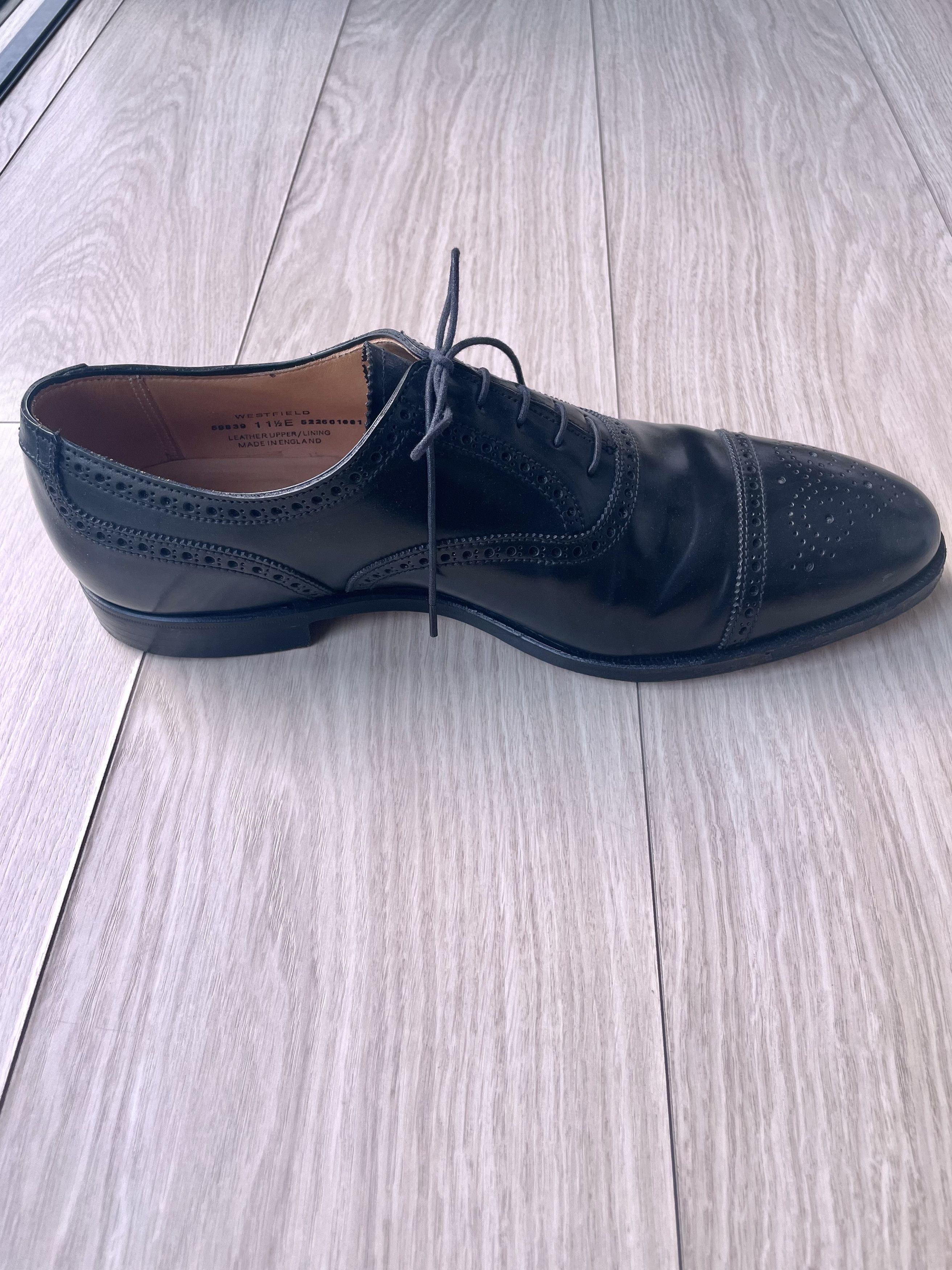 Crockett & Jones CUSTOM ORDER SHELL CORDOVAN CAP TOE OXFORD BROQUES Size US 12.5 / EU 45-46 - 6 Thumbnail