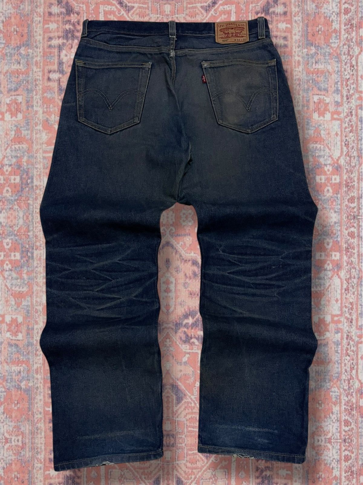 Levi's Vintage Clothing Vintage Designer Levis 505 Regular Fit Indigo Distressed Size US 35 - 8 Thumbnail