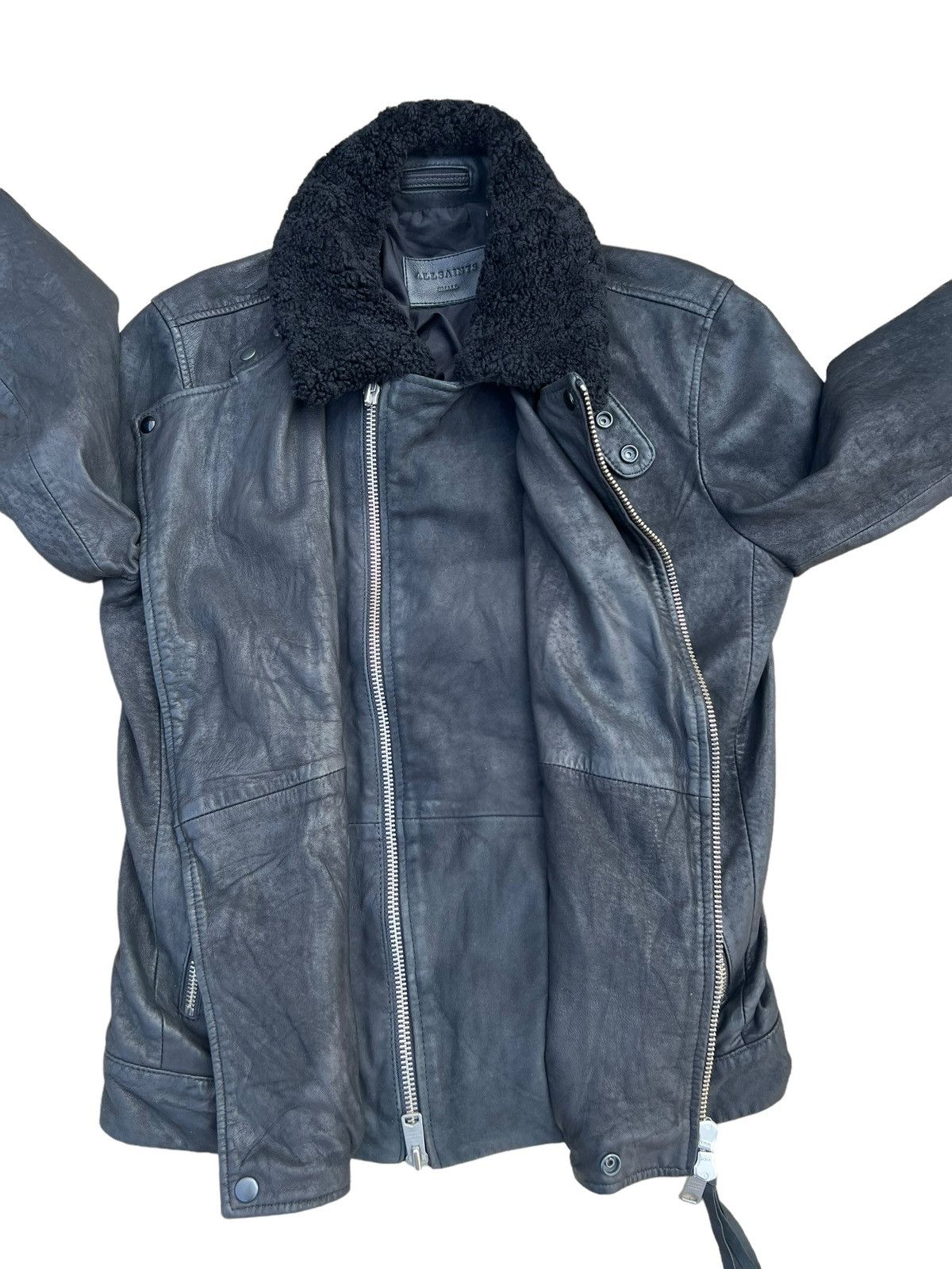 Allsaints AllSaints Shearling Collar Hanoi Leather Biker Jacket Size US S / EU 44-46 / 1 - 4 Thumbnail