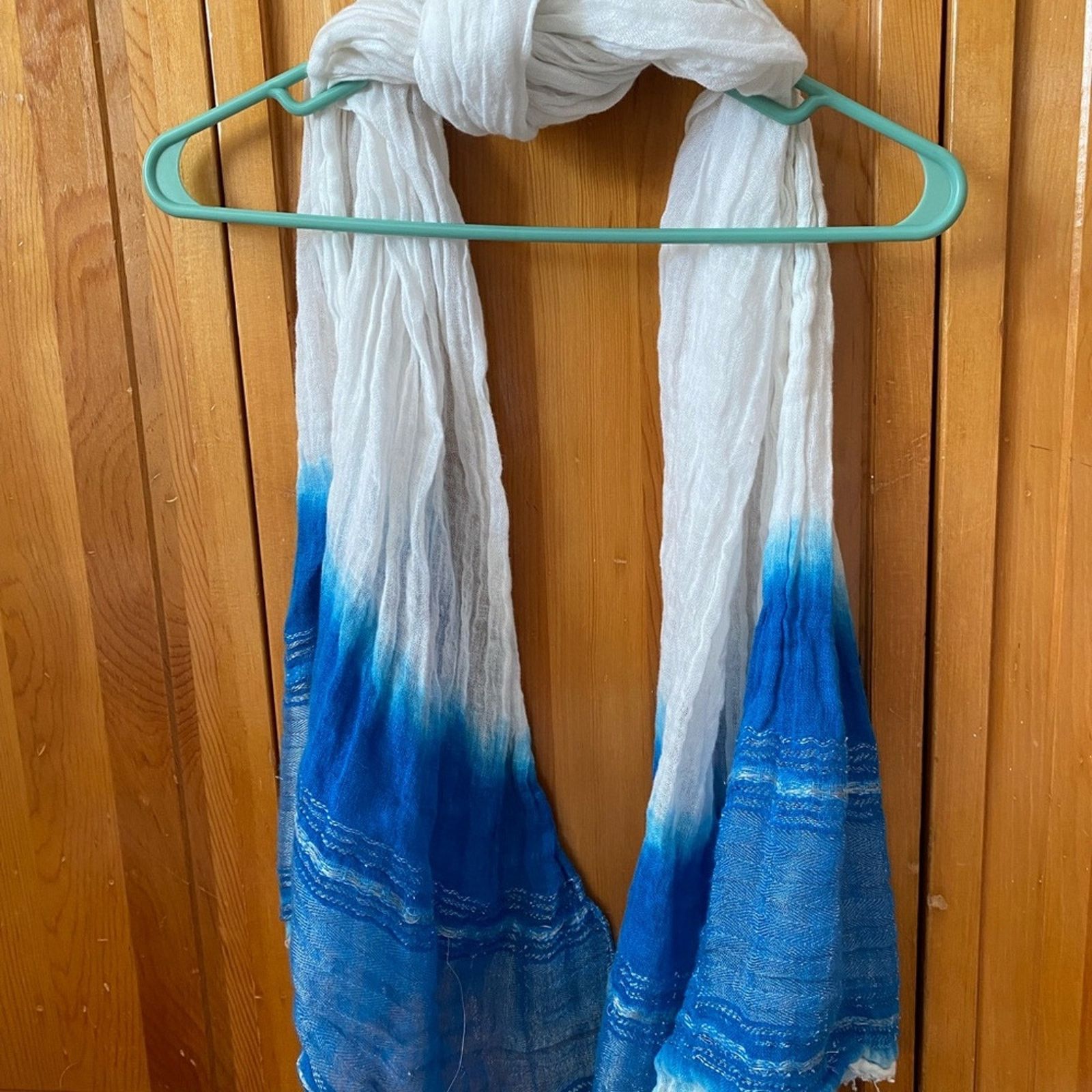 J.Crew Blue and White linen scarf by J. Crew Size ONE SIZE - 2 Thumbnail
