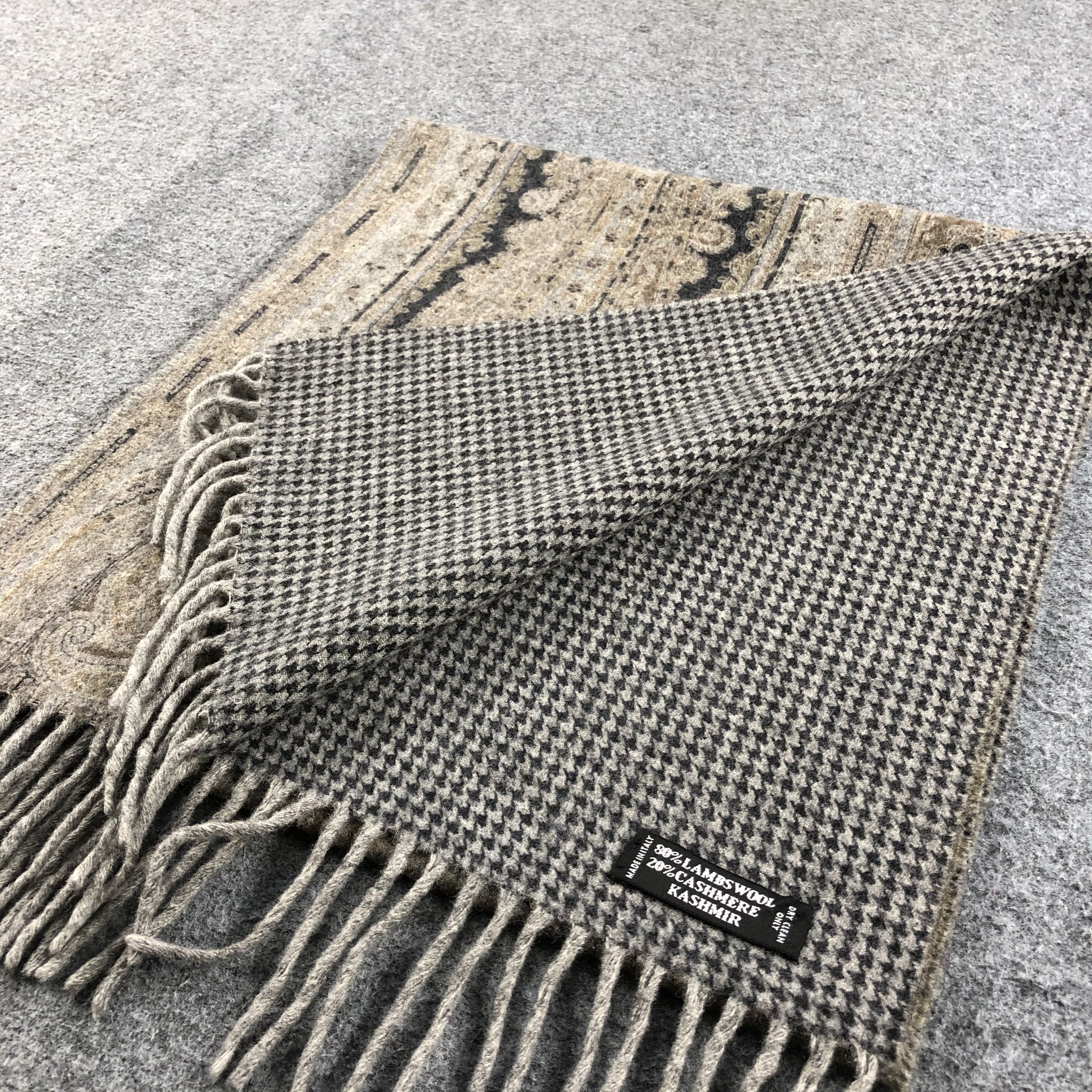 Vintage Double Sided Paisley Houndstooth Scarf Muffler Wool V766 Size ONE SIZE - 4 Thumbnail