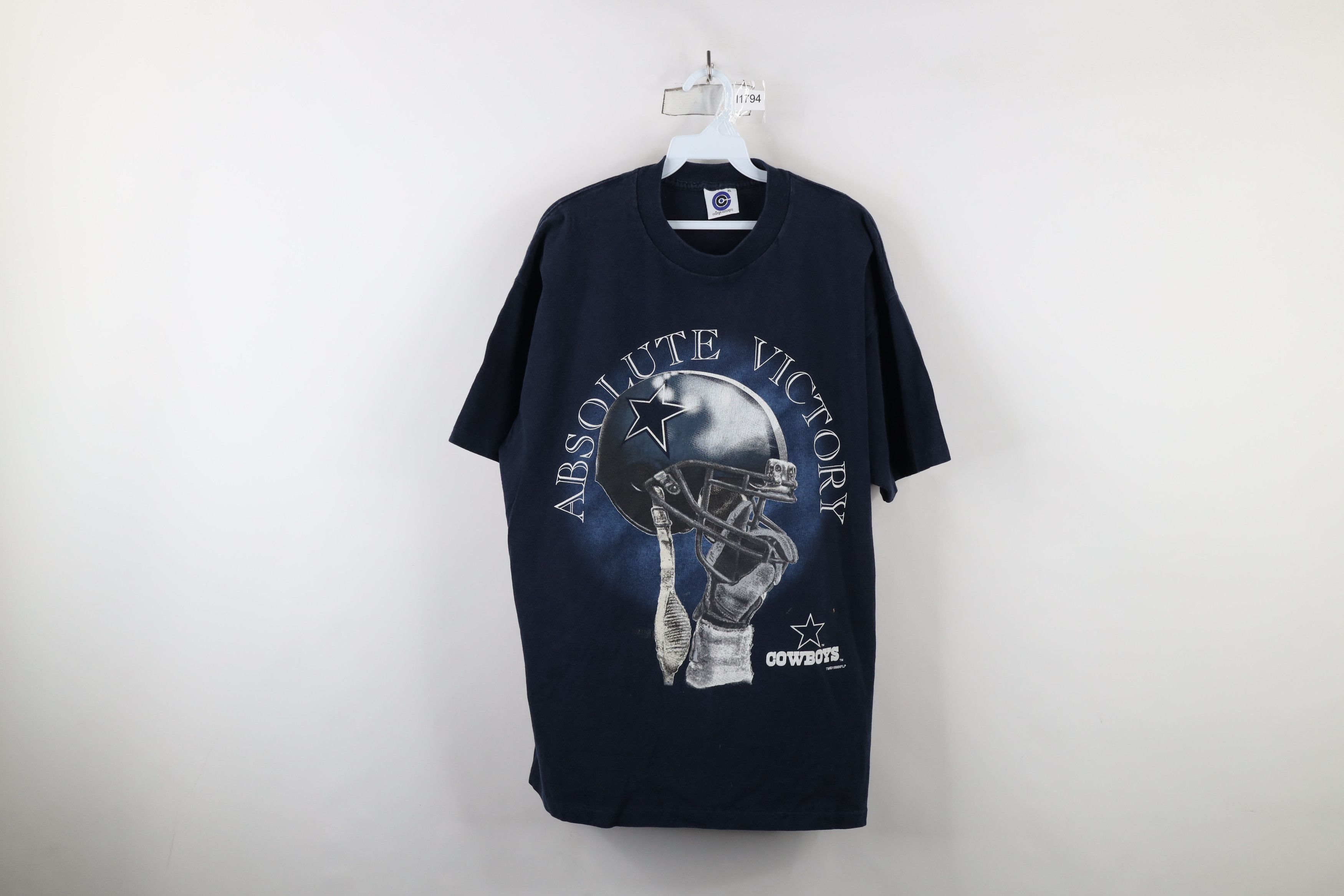 Vintage Vintage 90s Spell Dallas Cowboys Football Helmet T-shirt USA Size US XL / EU 56 / 4 - 1 Thumbnail