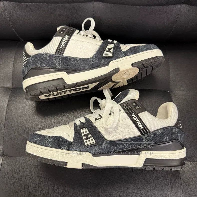 Louis Vuitton Louis Vuitton Trianer black and white denim low-cut board Size US 9 / EU 42 - 6 Thumbnail