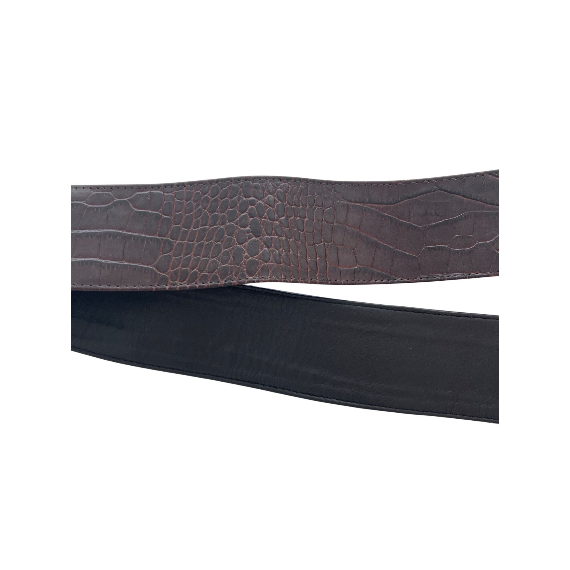 The Unbranded Brand Womens Belt One Size Brown Crocodile Statement Size ONE SIZE - 8 Thumbnail