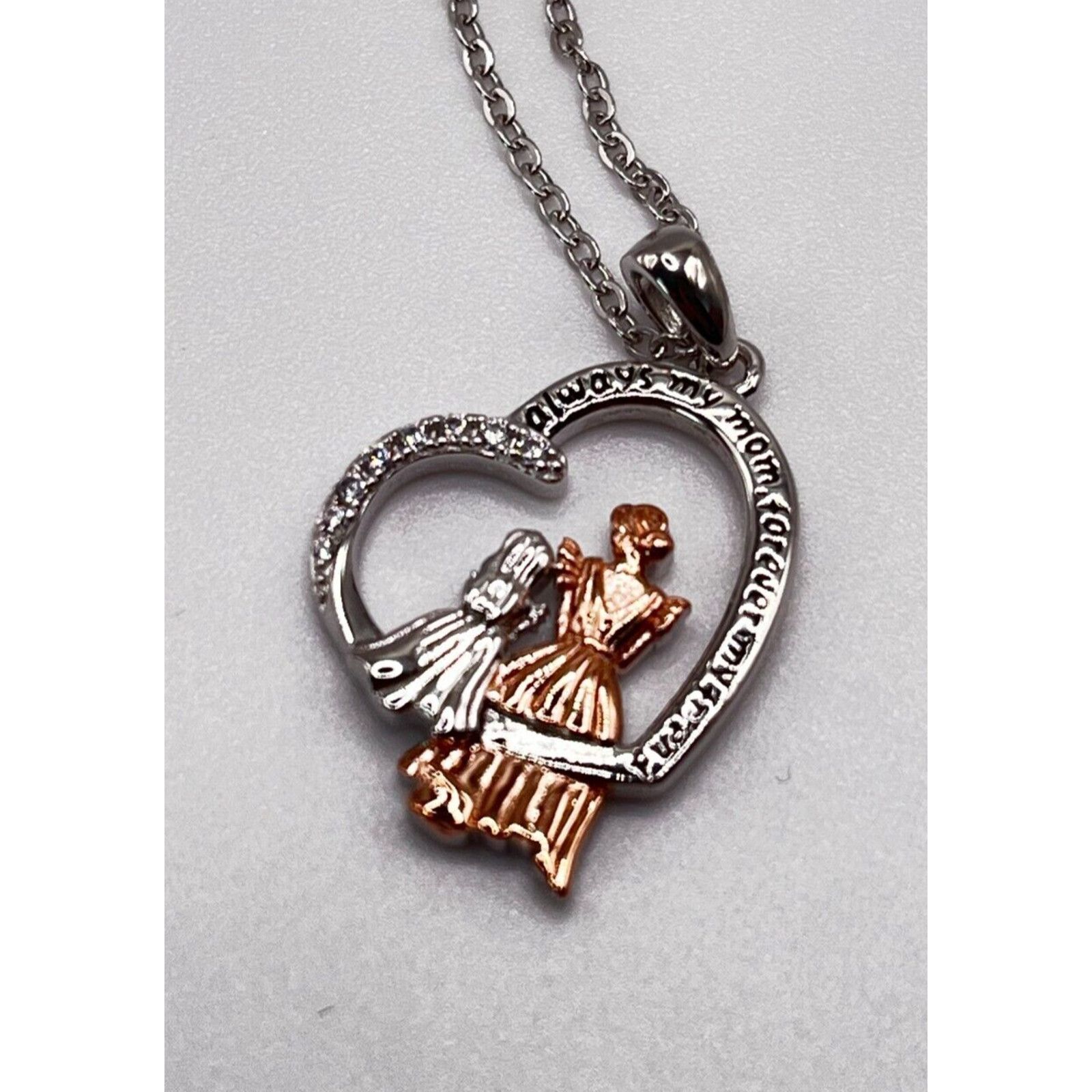 The Unbranded Brand Mother Daughter Necklace 925 Sterling Silver Pendant With CZ Size ONE SIZE - 2 Thumbnail