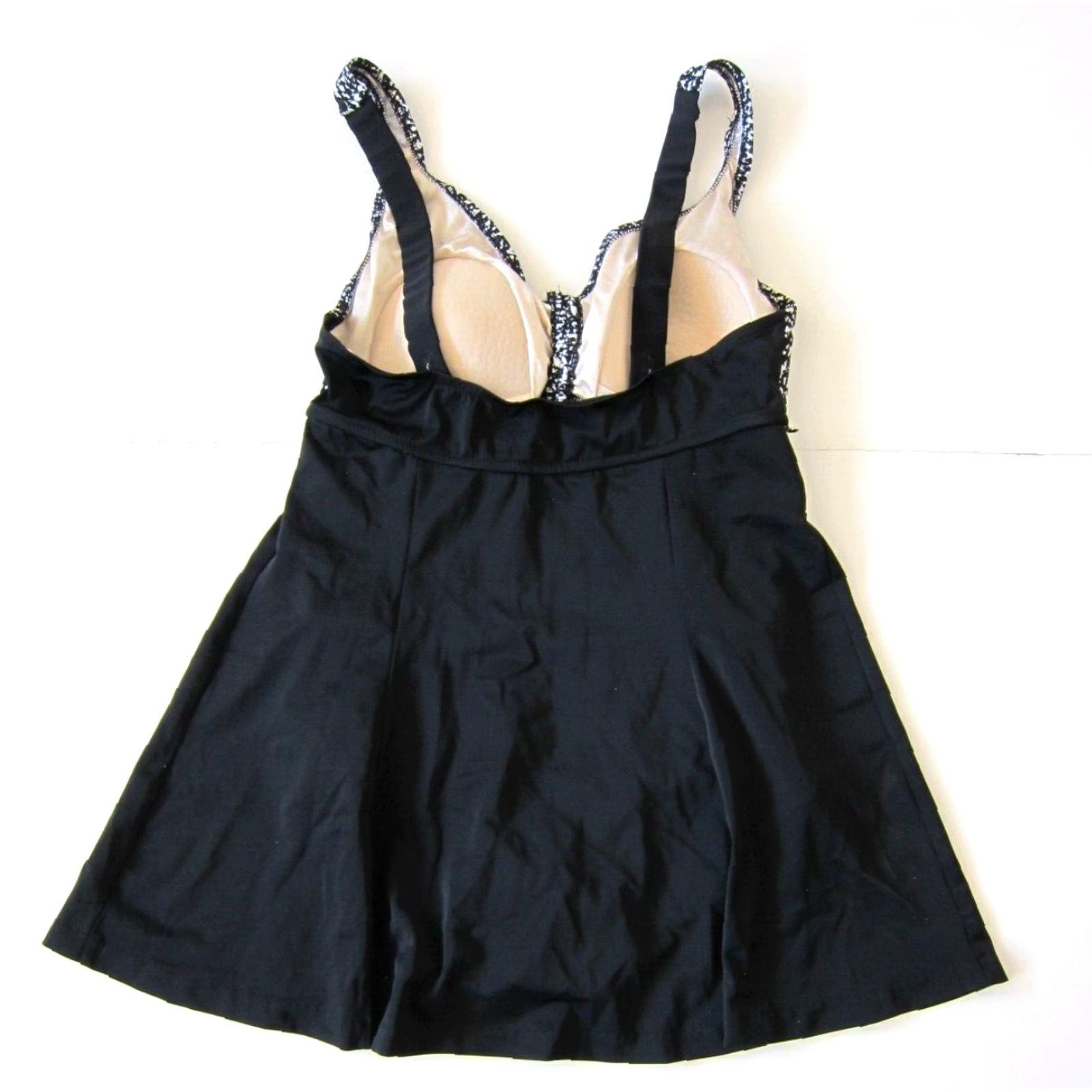 Vintage Maxine One Piece Swimsuit Dress Slimming Black 14 Women Polka Dot Built In Padded Bust 90s? Size XL / US 12-14 / IT 48-50 - 2 Thumbnail