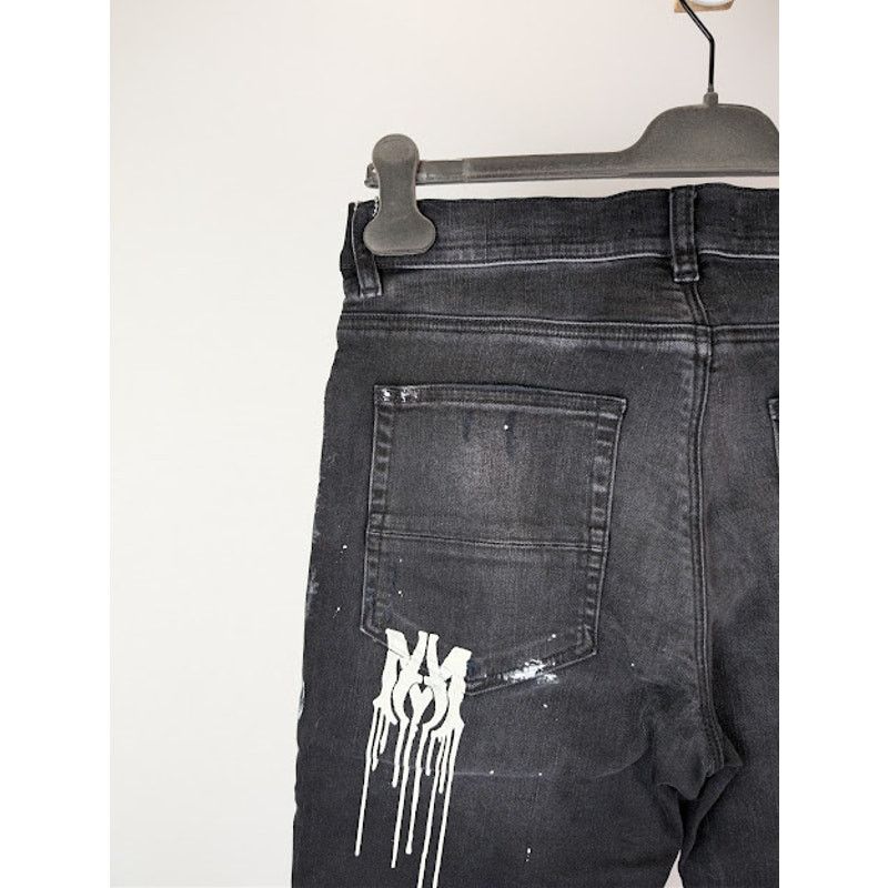 Amiri o1rshd1 MA Drip Skinny Denim Jeans in Aged Black Size US 34 / EU 50 - 16 Thumbnail